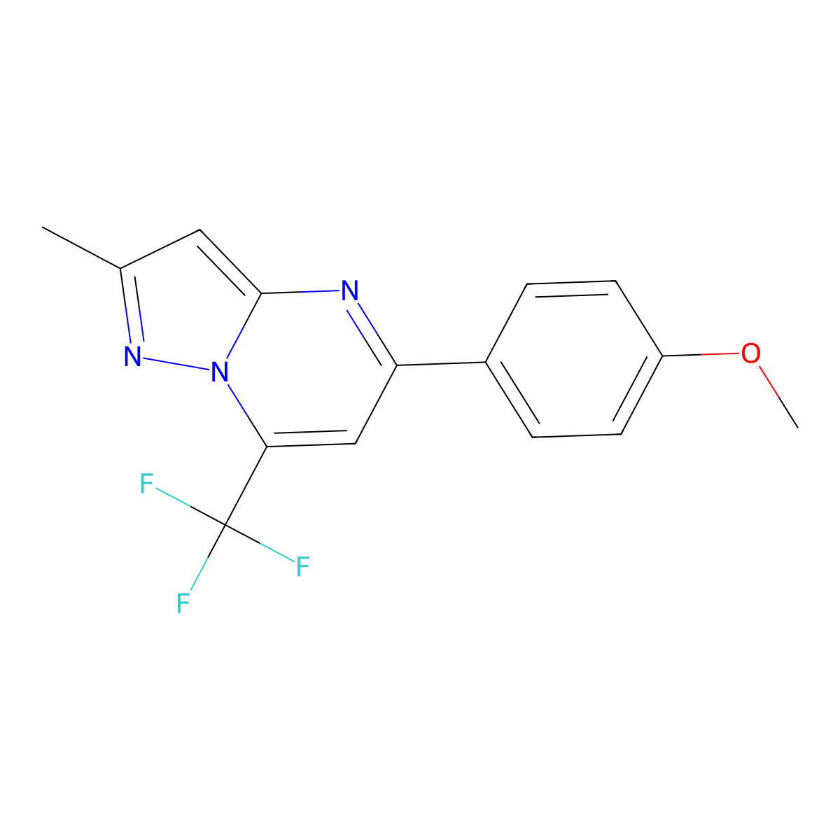 5-(4-Methoxyphenyl)-2-methyl-7-(trifluoromethyl)pyrazolo[1,5-a]pyrimidine molecular structure, CAS 438222-36-7