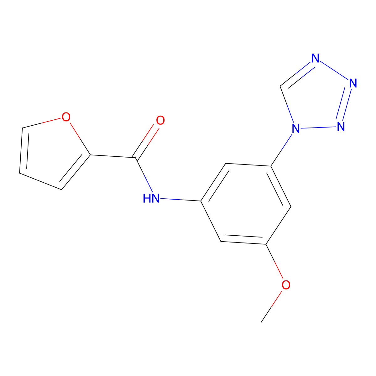 N-[3-methoxy-5-(tetrazol-1-yl)phenyl]furan-2-carboxamide molecular structure, CAS 438222-83-4