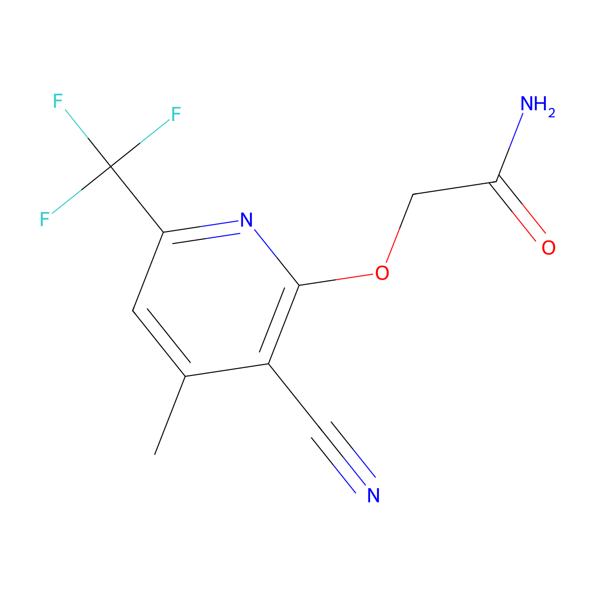 2-[3-Cyano-4-methyl-6-(trifluoromethyl)pyridin-2-yl]oxyacetamide molecular structure, CAS 438222-84-5