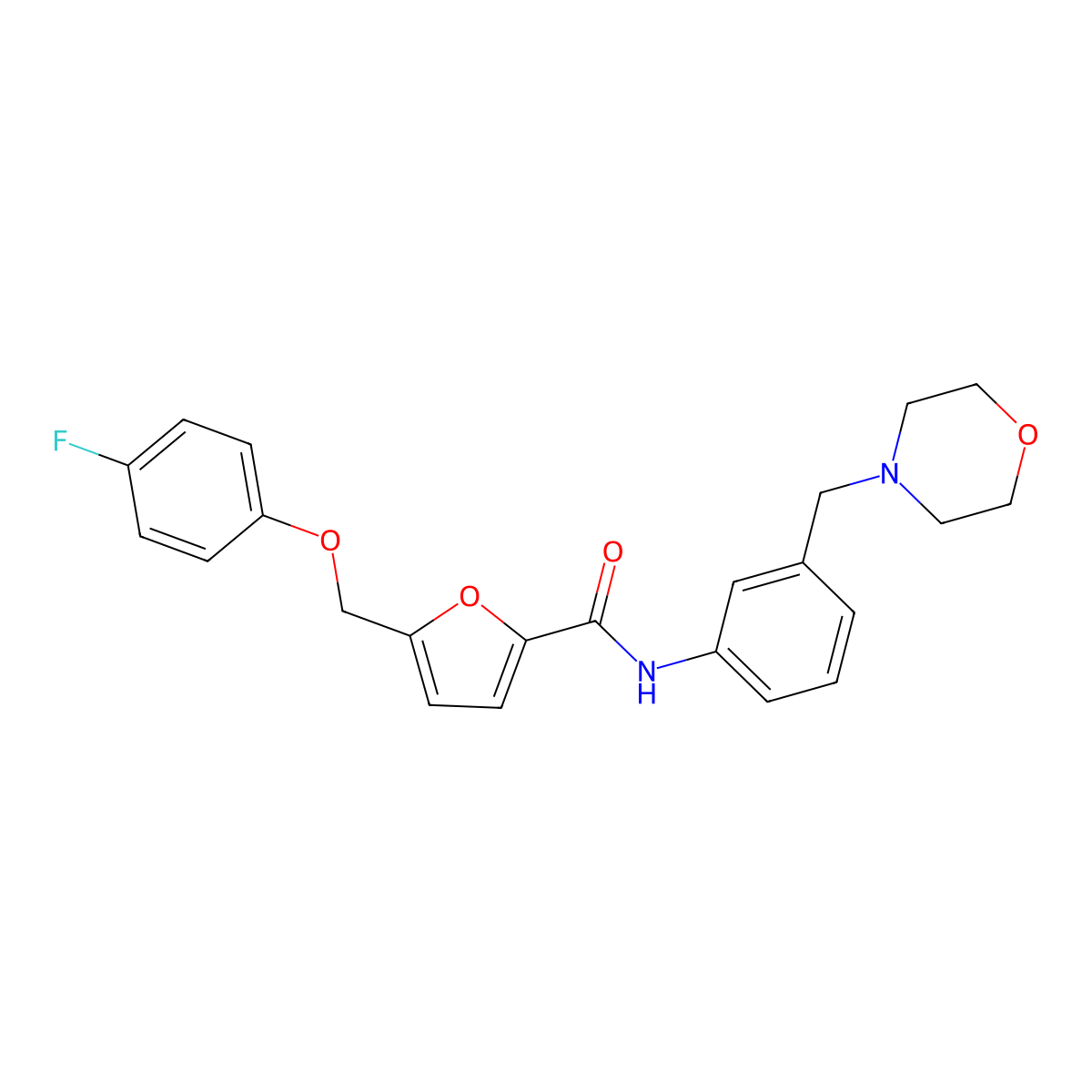 5-[(4-fluorophenoxy)methyl]-N-[3-(morpholin-4-ylmethyl)phenyl]furan-2-carboxamide molecular structure, CAS 438222-85-6
