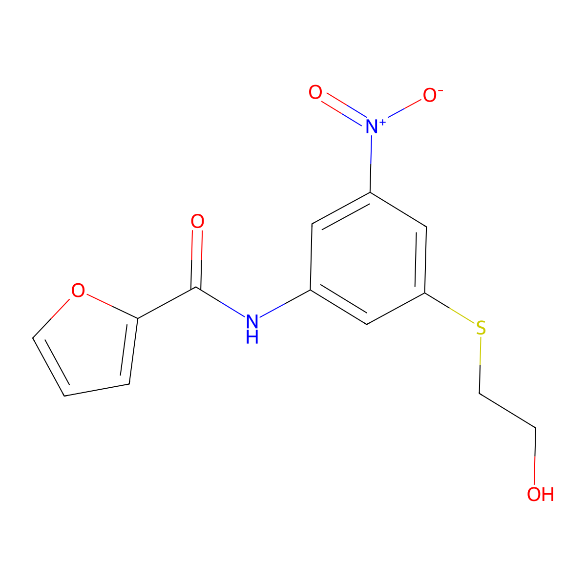 N-{3-[(2-hydroxyethyl)sulfanyl]-5-nitrophenyl}-2-furamide molecular structure, CAS 438222-90-3