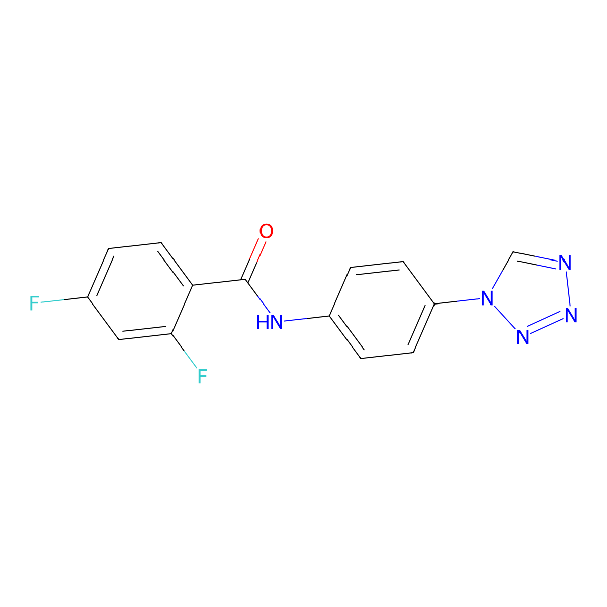 2,4-difluoro-N-[4-(tetrazol-1-yl)phenyl]benzamide molecular structure, CAS 438223-03-1