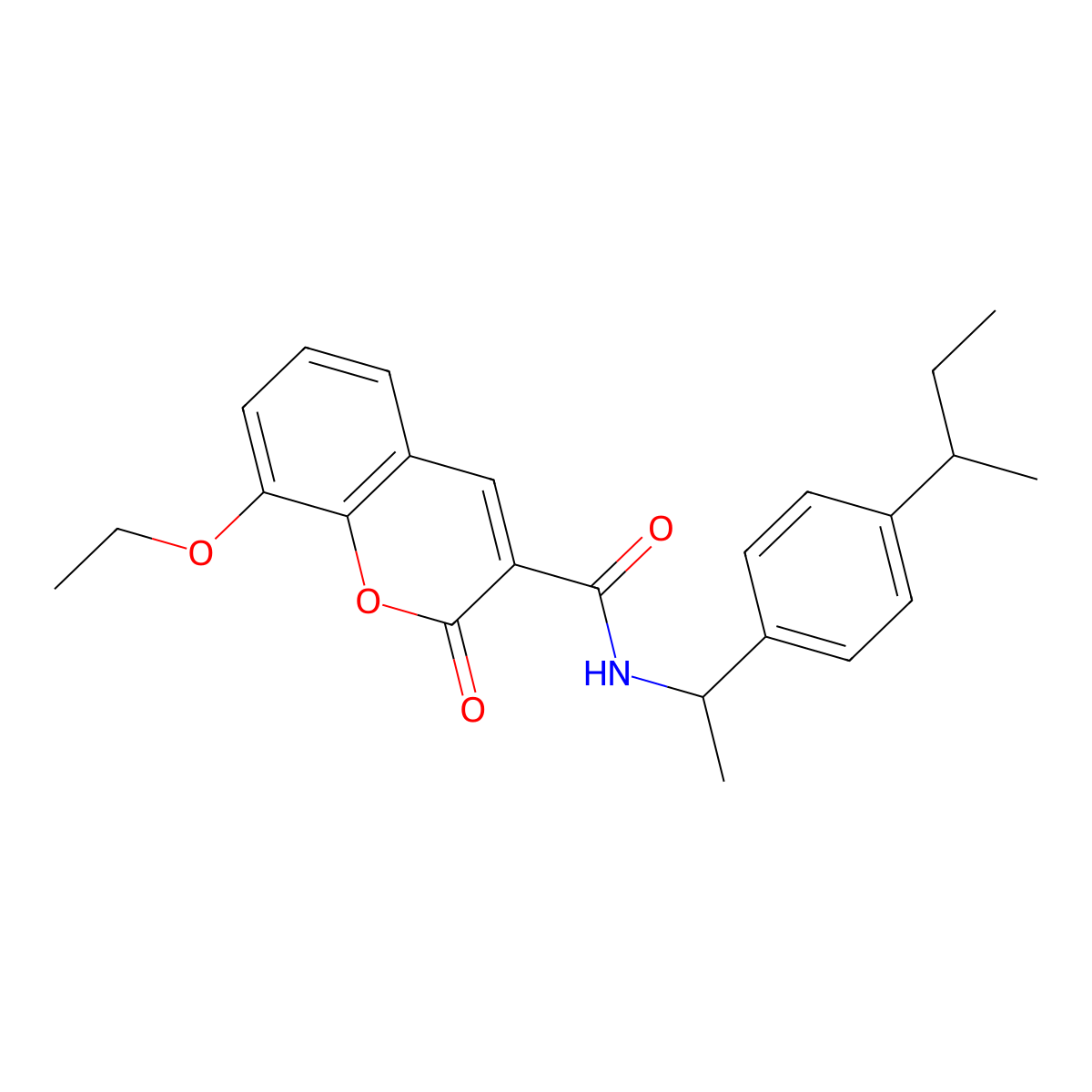 N-[1-(4-butan-2-ylphenyl)ethyl]-8-ethoxy-2-oxochromene-3-carboxamide molecular structure, CAS 438223-05-3