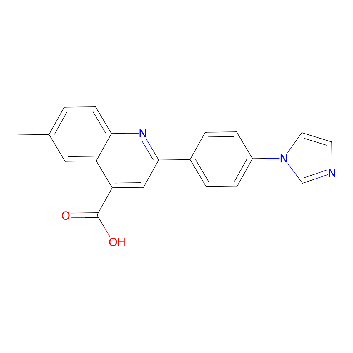 2-(4-(1H-imidazol-1-yl)phenyl)-6-methylquinoline-4-carboxylic acid molecular structure, CAS 438223-10-0