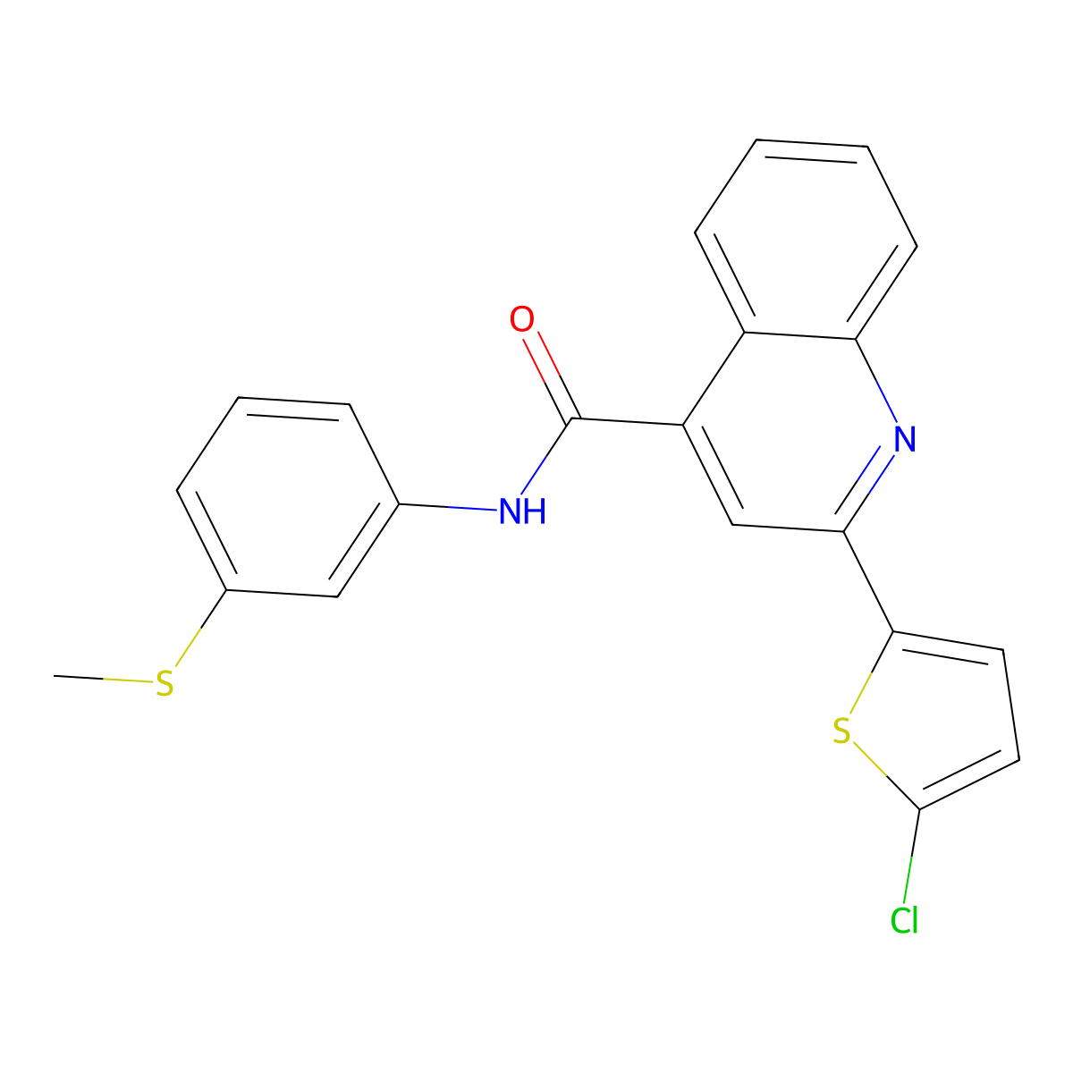 2-(5-chlorothiophen-2-yl)-N-(3-methylsulfanylphenyl)quinoline-4-carboxamide molecular structure, CAS 438223-33-7