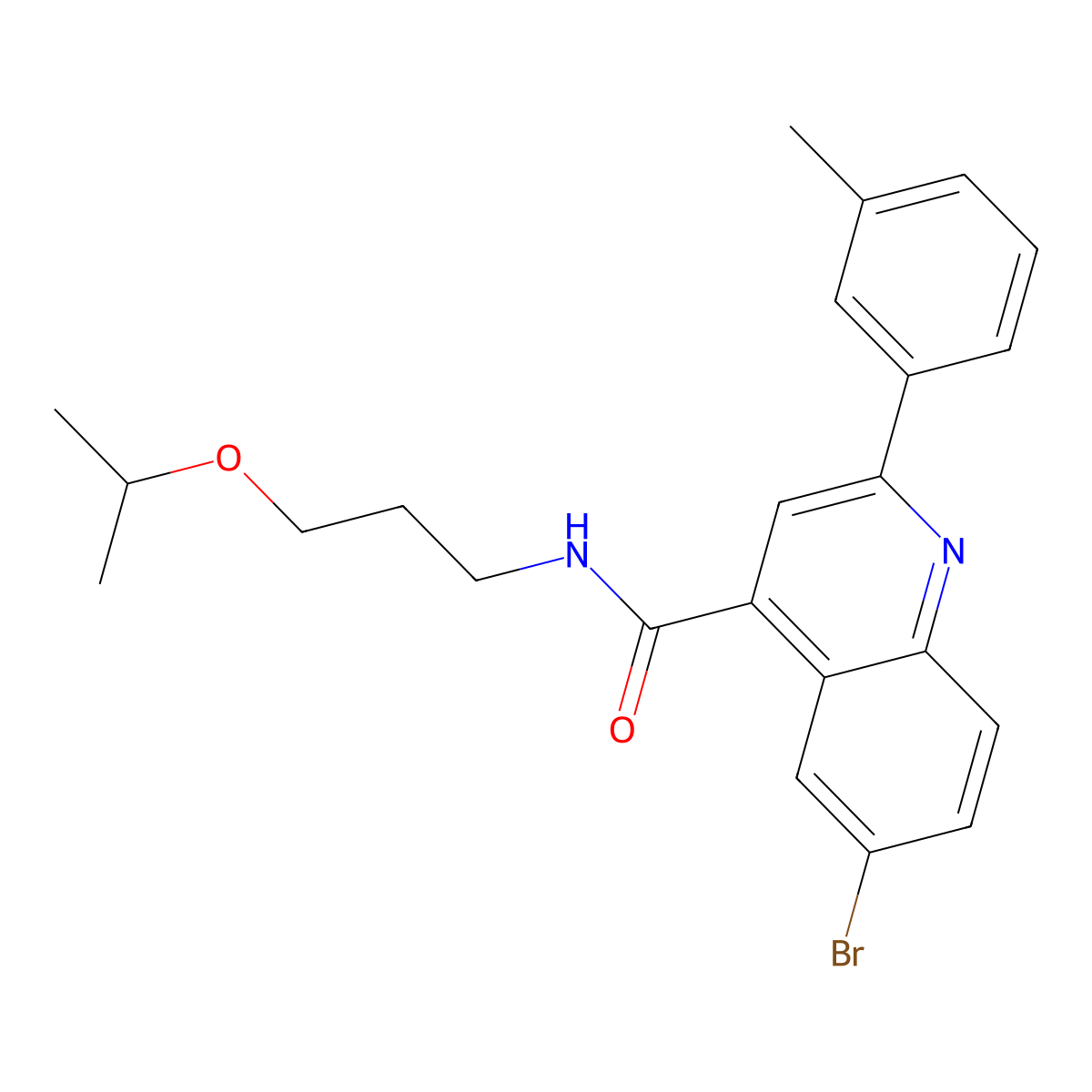 6-bromo-2-(3-methylphenyl)-N-(3-propan-2-yloxypropyl)quinoline-4-carboxamide molecular structure, CAS 438223-34-8