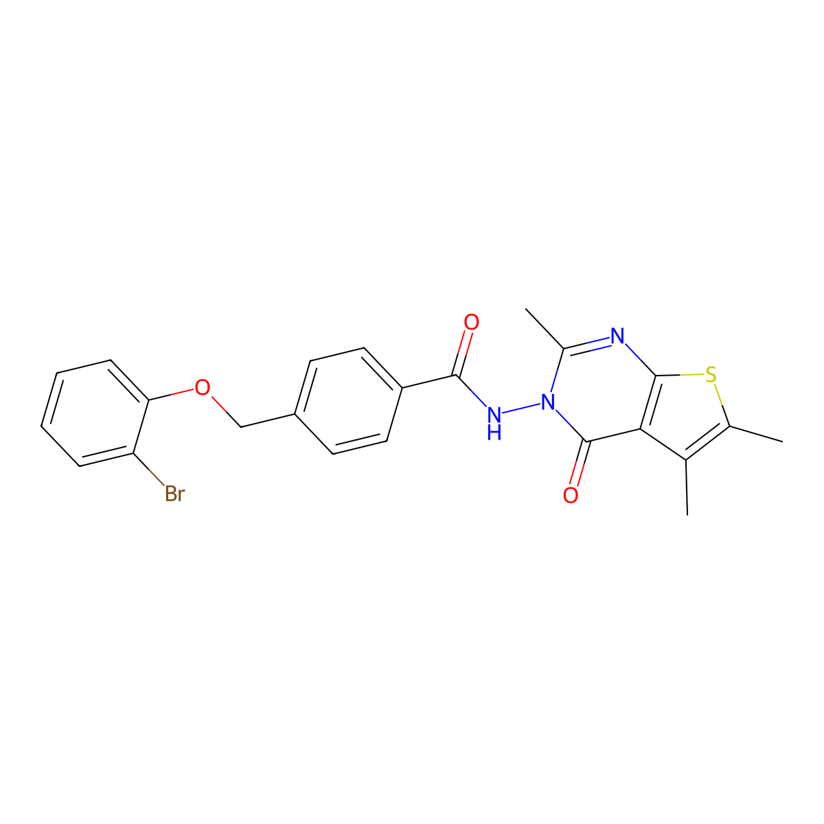 4-[(2-bromophenoxy)methyl]-N-(2,5,6-trimethyl-4-oxothieno[2,3-d]pyrimidin-3-yl)benzamide molecular structure, CAS 438223-52-0