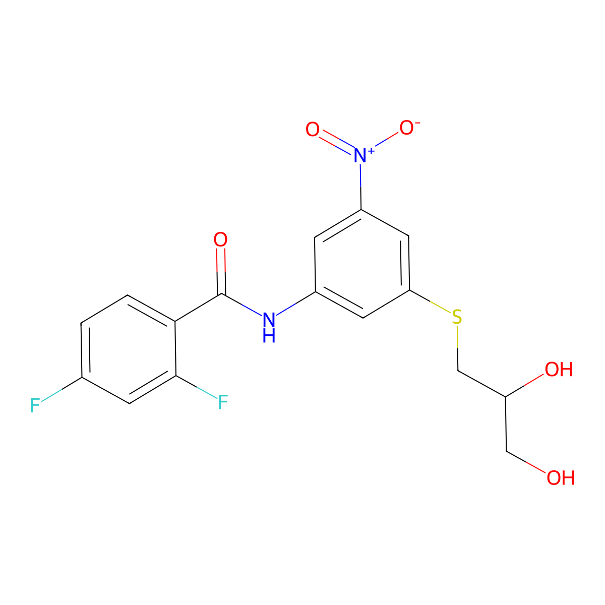 N-{3-[(2,3-dihydroxypropyl)sulfanyl]-5-nitrophenyl}-2,4-difluorobenzamide molecular structure, CAS 438223-57-5