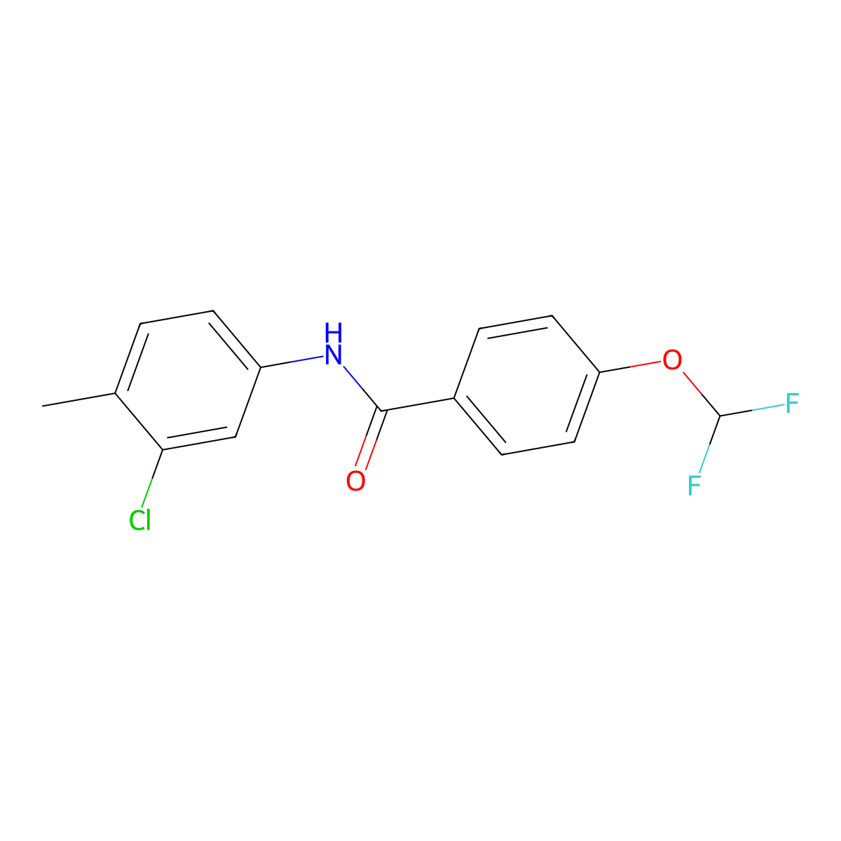 N-(3-chloro-4-methylphenyl)-4-(difluoromethoxy)benzamide molecular structure, CAS 438223-72-4