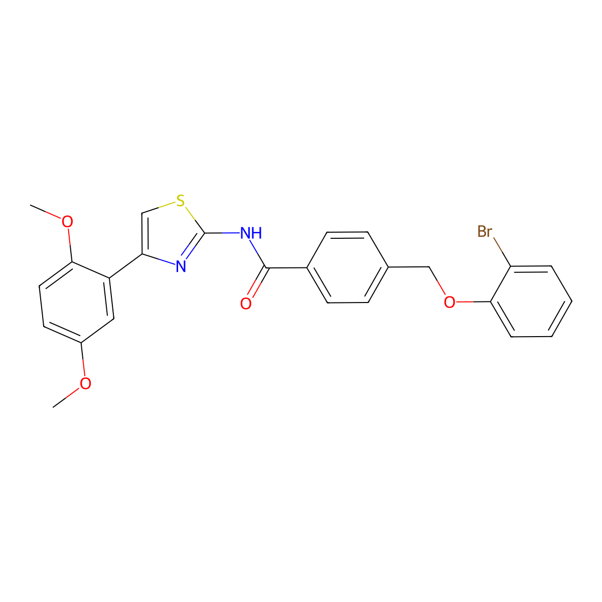 4-[(2-bromophenoxy)methyl]-N-[4-(2,5-dimethoxyphenyl)-1,3-thiazol-2-yl]benzamide molecular structure, CAS 438223-92-8
