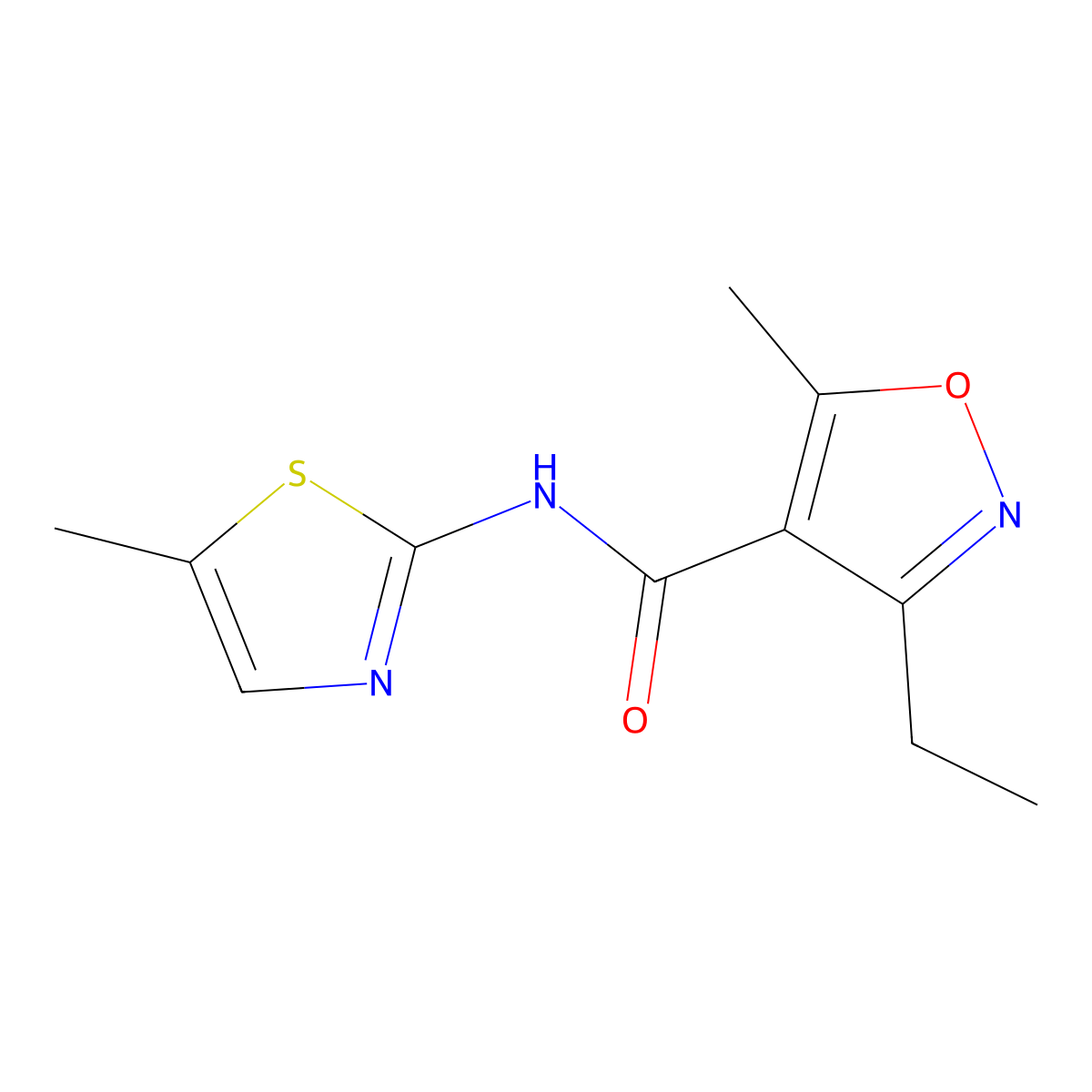 3-Ethyl-5-methyl-N-(5-methylthiazol-2-yl)isoxazole-4-carboxamide molecular structure, CAS 438223-98-4