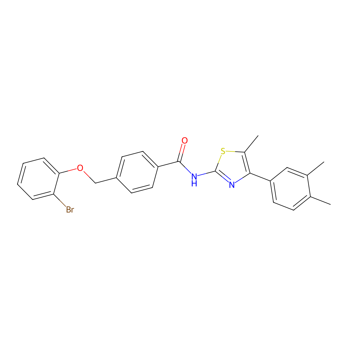 4-[(2-bromophenoxy)methyl]-N-[4-(3,4-dimethylphenyl)-5-methyl-1,3-thiazol-2-yl]benzamide molecular structure, CAS 438224-01-2