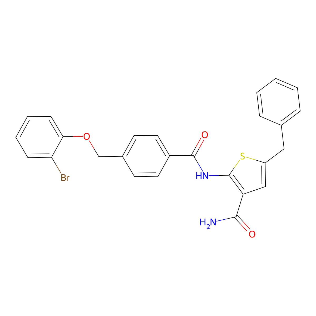 5-Benzyl-2-({4-[(2-bromophenoxy)methyl]benzoyl}amino)-3-thiophenecarboxamide molecular structure, CAS 438224-28-3