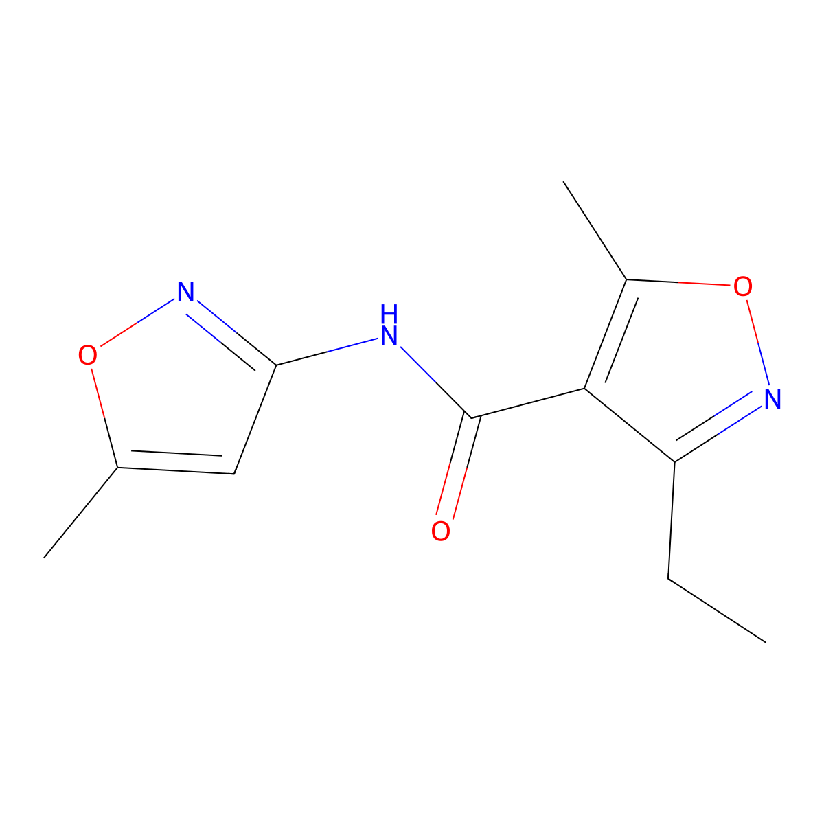 3-ethyl-5-methyl-N-(5-methyl-1,2-oxazol-3-yl)-1,2-oxazole-4-carboxamide molecular structure, CAS 438224-38-5