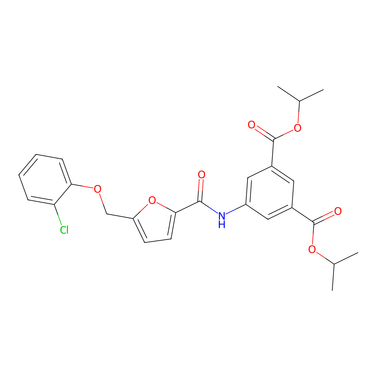 Diisopropyl 5-({5-[(2-chlorophenoxy)methyl]-2-furoyl}amino)isophthalate molecular structure, CAS 438224-47-6