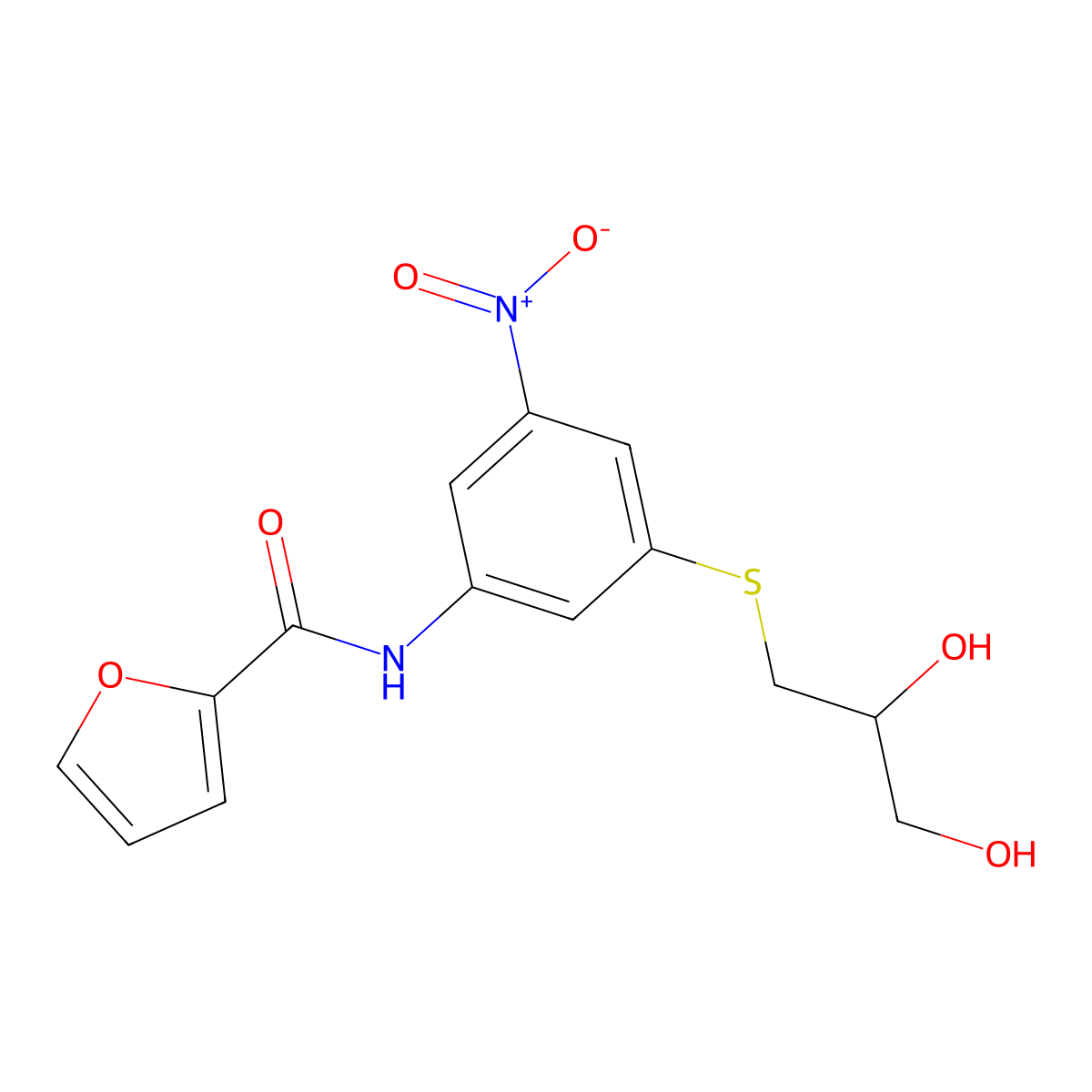 N-{3-[(2,3-dihydroxypropyl)sulfanyl]-5-nitrophenyl}-2-furamide molecular structure, CAS 438224-75-0
