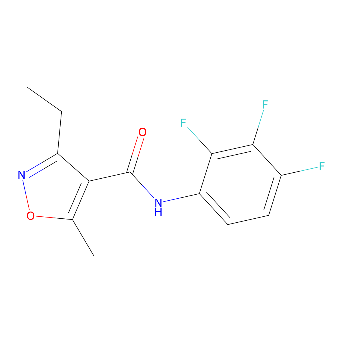 3-ethyl-5-methyl-N-(2,3,4-trifluorophenyl)-1,2-oxazole-4-carboxamide molecular structure, CAS 438224-93-2