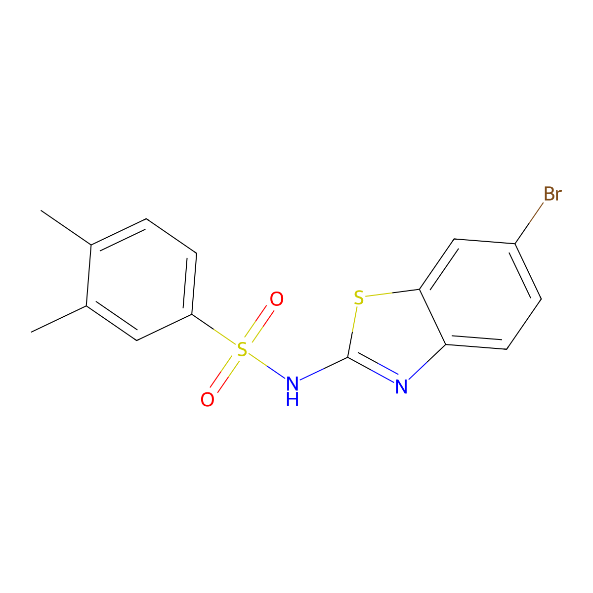 N-(6-bromo-1,3-benzothiazol-2-yl)-3,4-dimethylbenzenesulfonamide molecular structure, CAS 438225-24-2