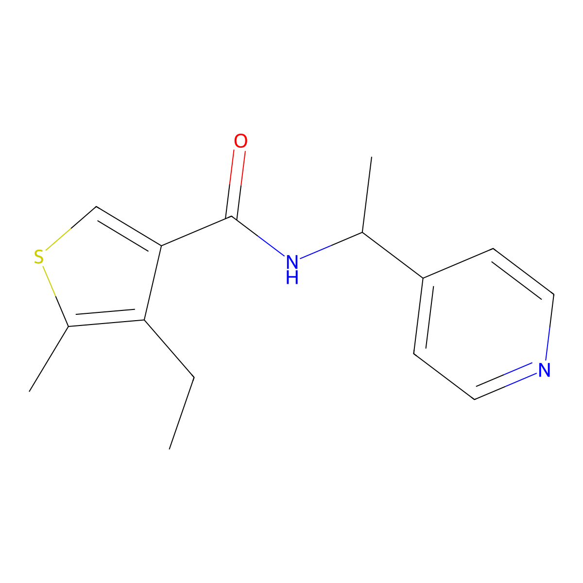 4-ethyl-5-methyl-N-[1-(pyridin-4-yl)ethyl]thiophene-3-carboxamide molecular structure, CAS 438225-29-7