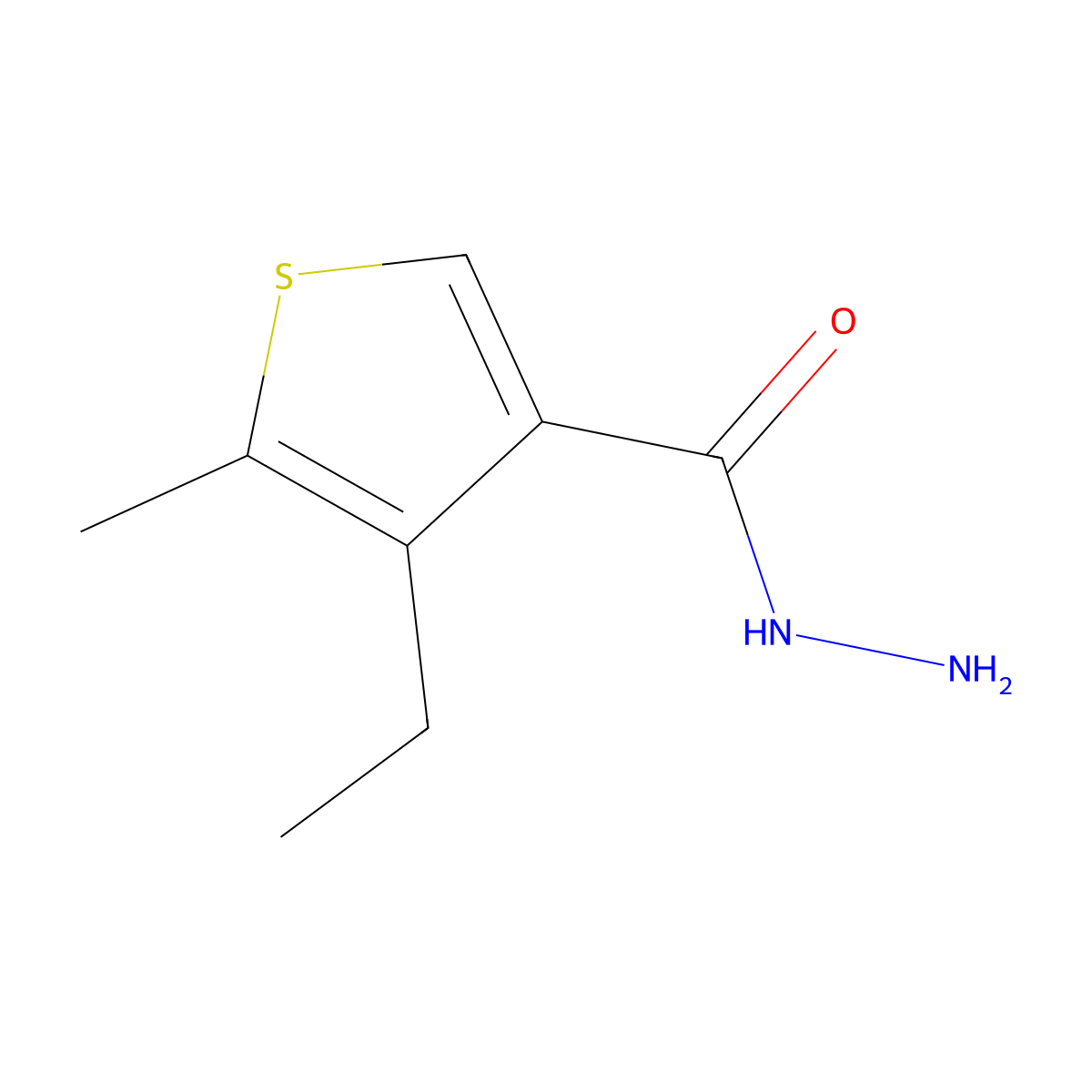 4-Ethyl-5-methylthiophene-3-carbohydrazide molecular structure, CAS 438225-41-3