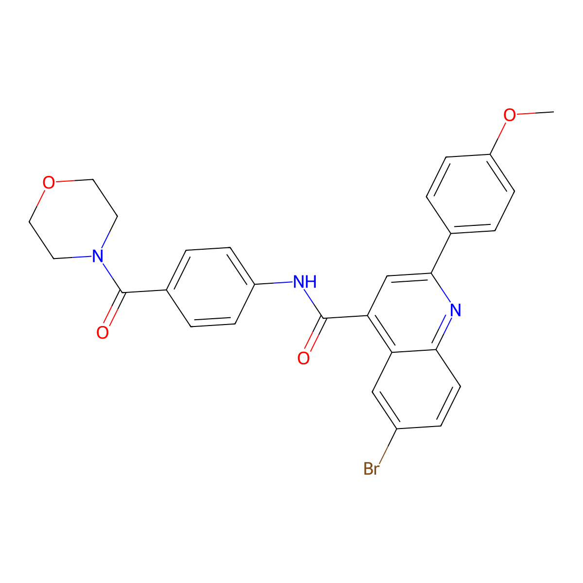 6-bromo-2-(4-methoxyphenyl)-N-[4-(morpholine-4-carbonyl)phenyl]quinoline-4-carboxamide molecular structure, CAS 438225-48-0