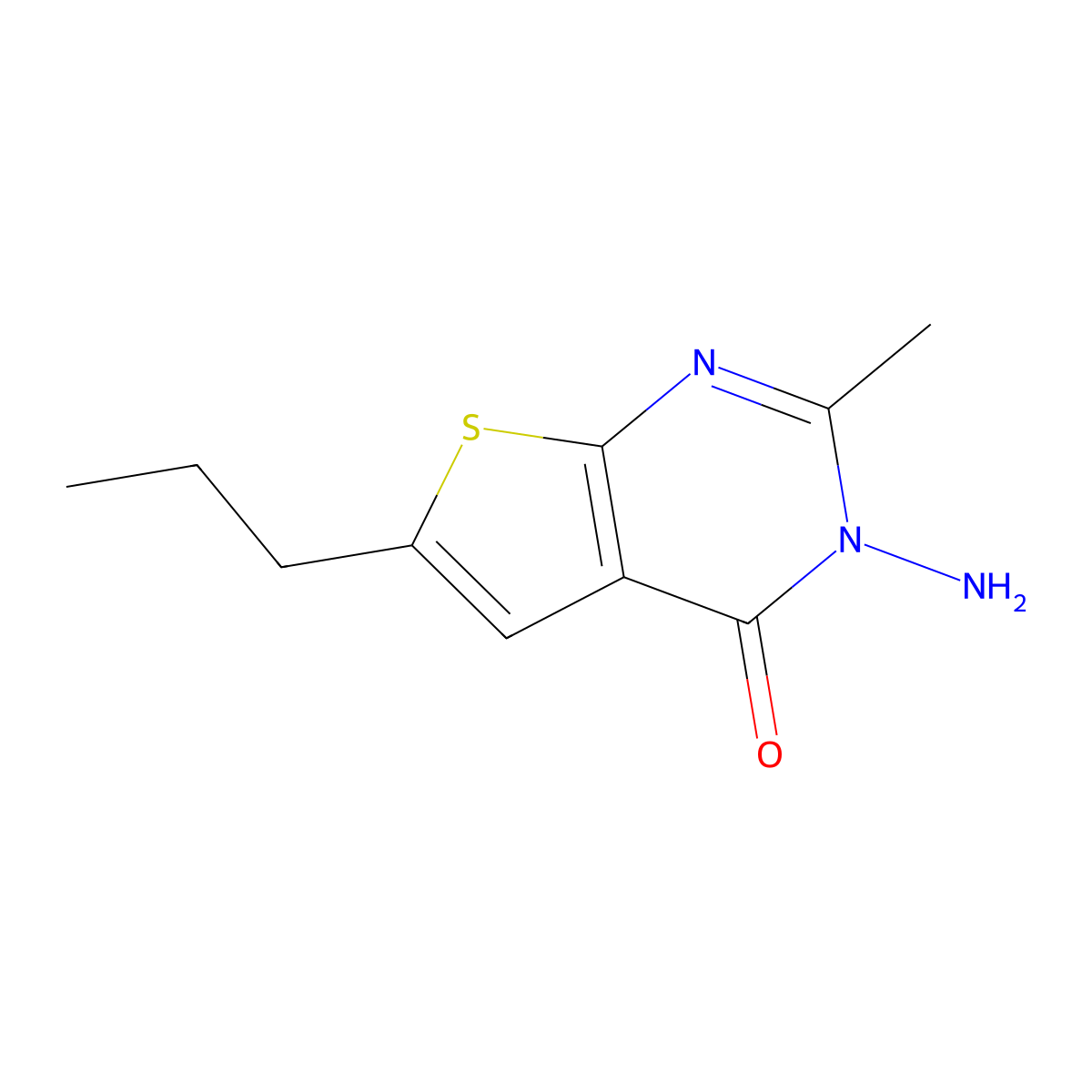 3-amino-2-methyl-6-propylthieno[2,3-d]pyrimidin-4(3H)-one molecular structure, CAS 438225-52-6