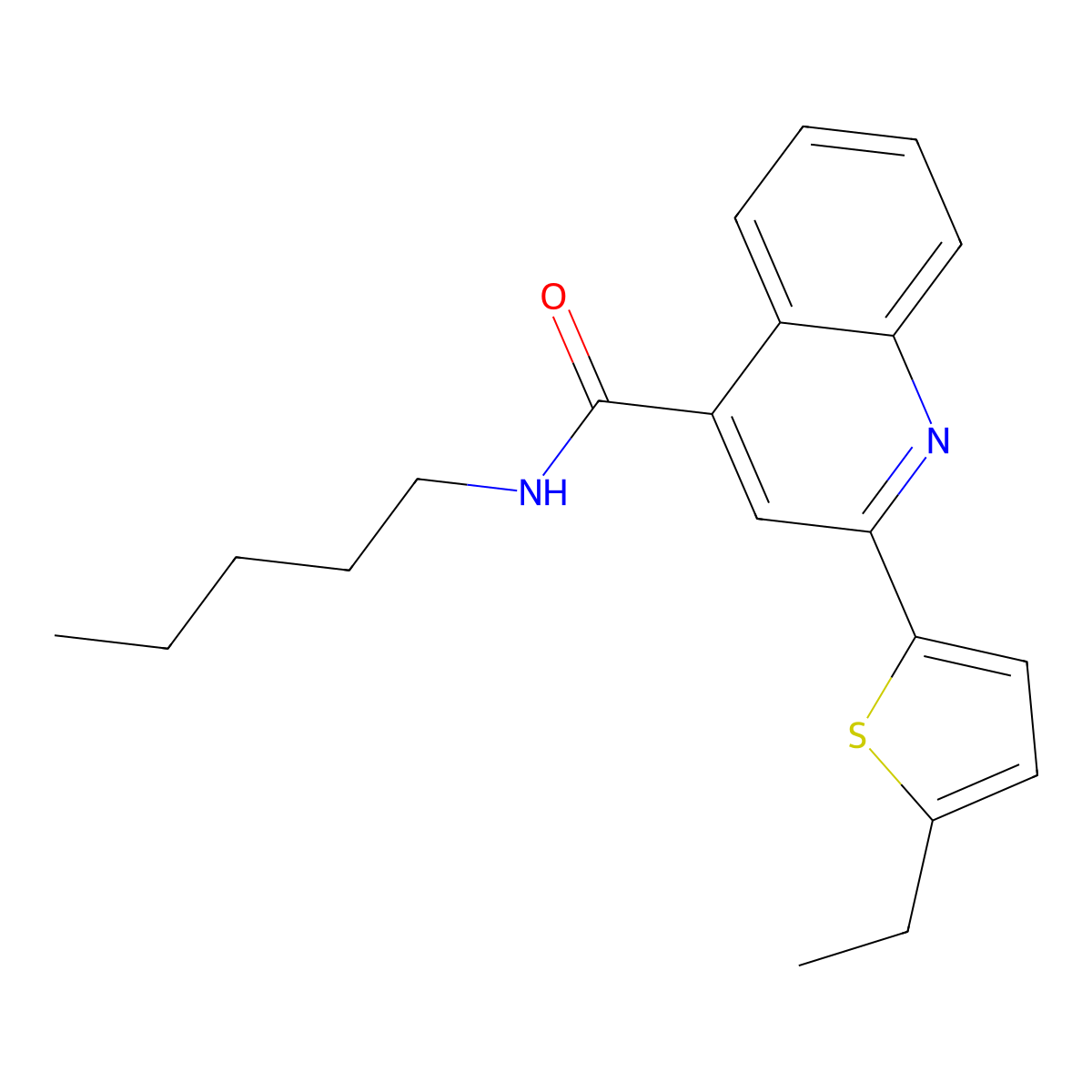 2-(5-ethyl-2-thienyl)-N-pentyl-4-quinolinecarboxamide molecular structure, CAS 438225-56-0