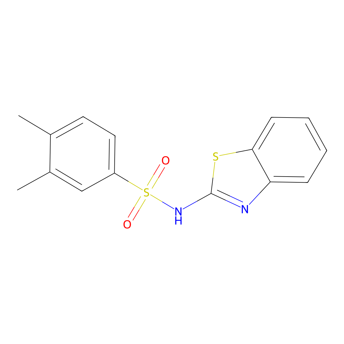 N-(1,3-benzothiazol-2-yl)-3,4-dimethylbenzenesulfonamide molecular structure, CAS 438225-86-6