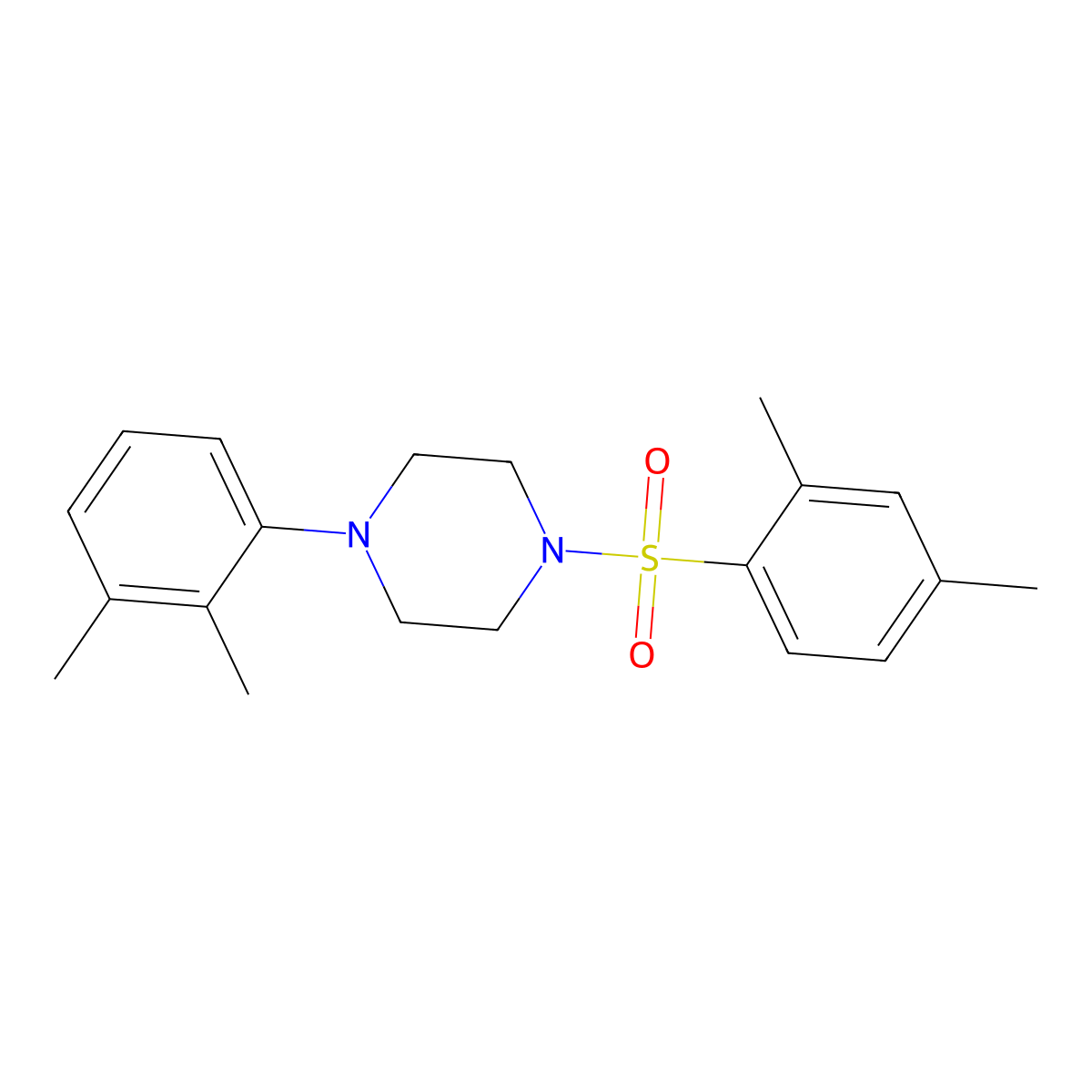 1-(2,3-Dimethylphenyl)-4-[(2,4-dimethylphenyl)sulfonyl]piperazine molecular structure, CAS 438225-98-0