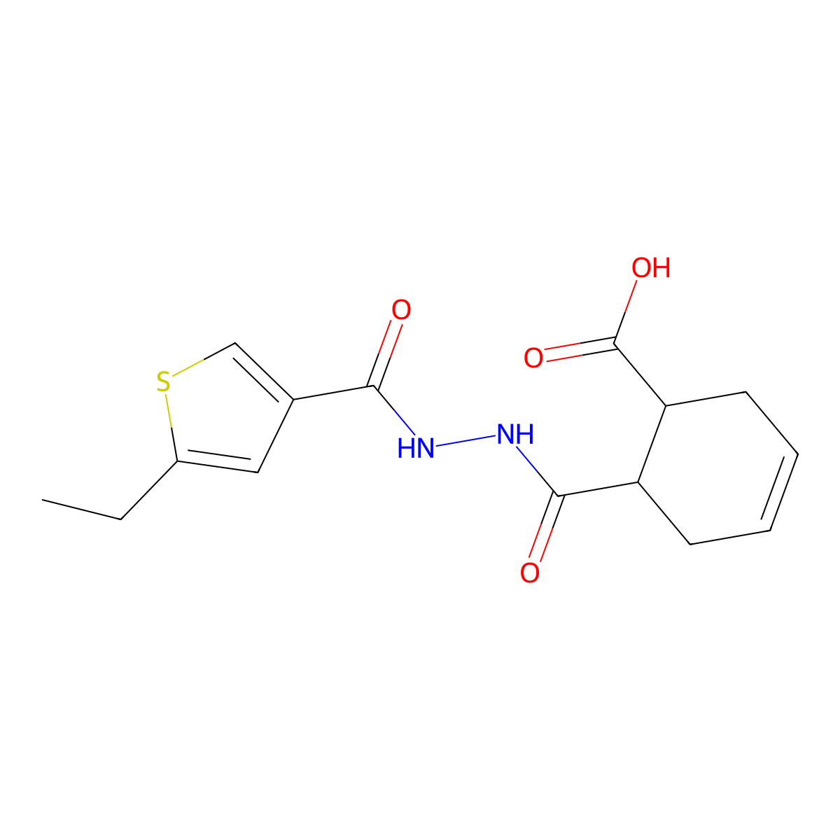 6-({2-[(5-Ethylthiophen-3-yl)carbonyl]hydrazinyl}carbonyl)cyclohex-3-ene-1-carboxylic acid molecular structure, CAS 438226-04-1