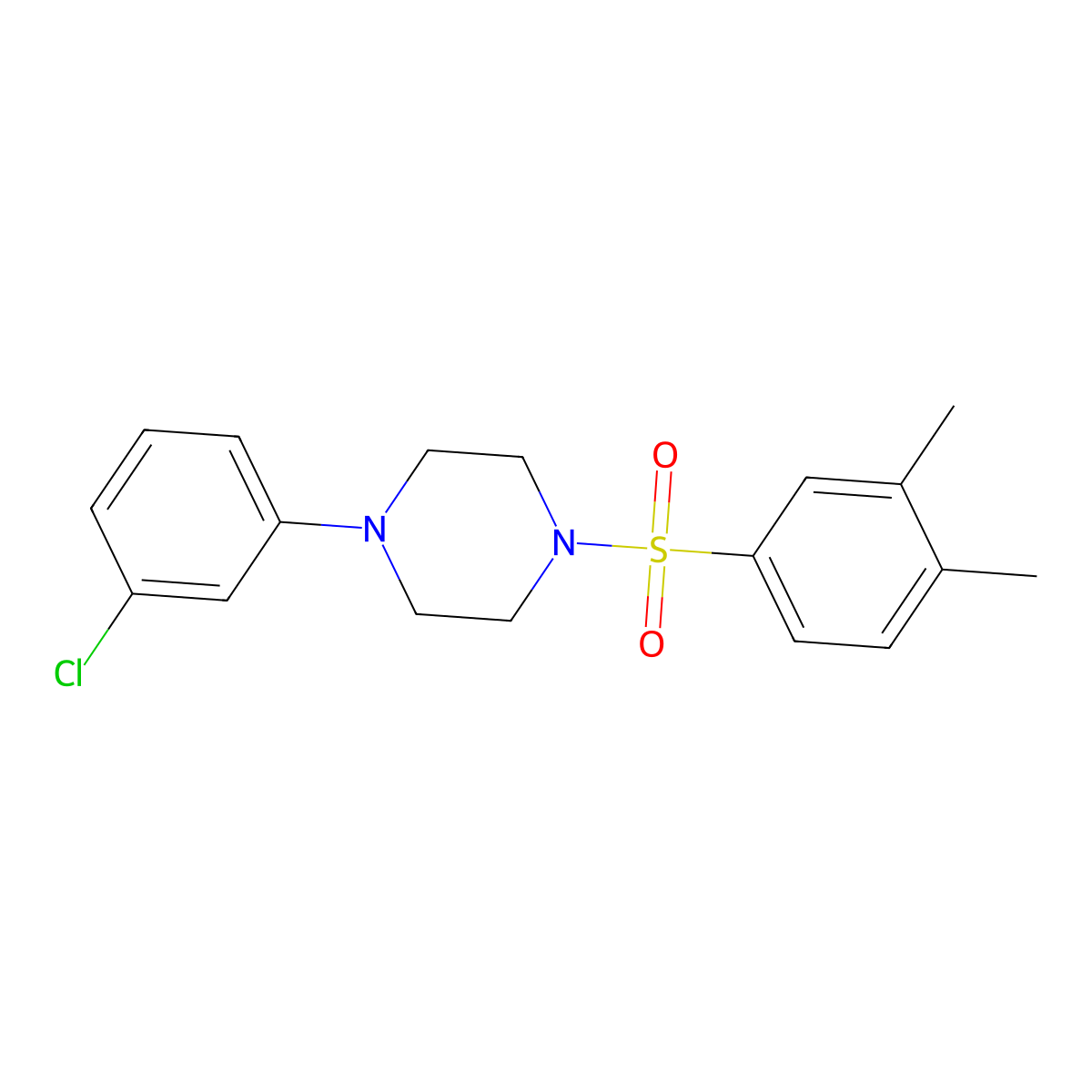 1-(3-Chlorophenyl)-4-((3,4-dimethylphenyl)sulfonyl)piperazine molecular structure, CAS 438226-12-1