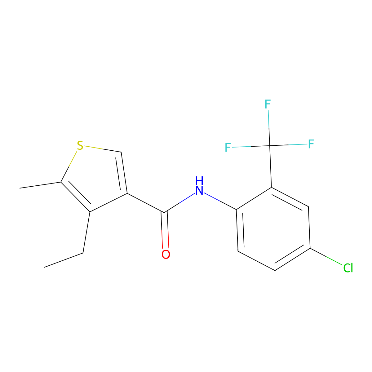 N-[4-chloro-2-(trifluoromethyl)phenyl]-4-ethyl-5-methylthiophene-3-carboxamide molecular structure, CAS 438226-34-7