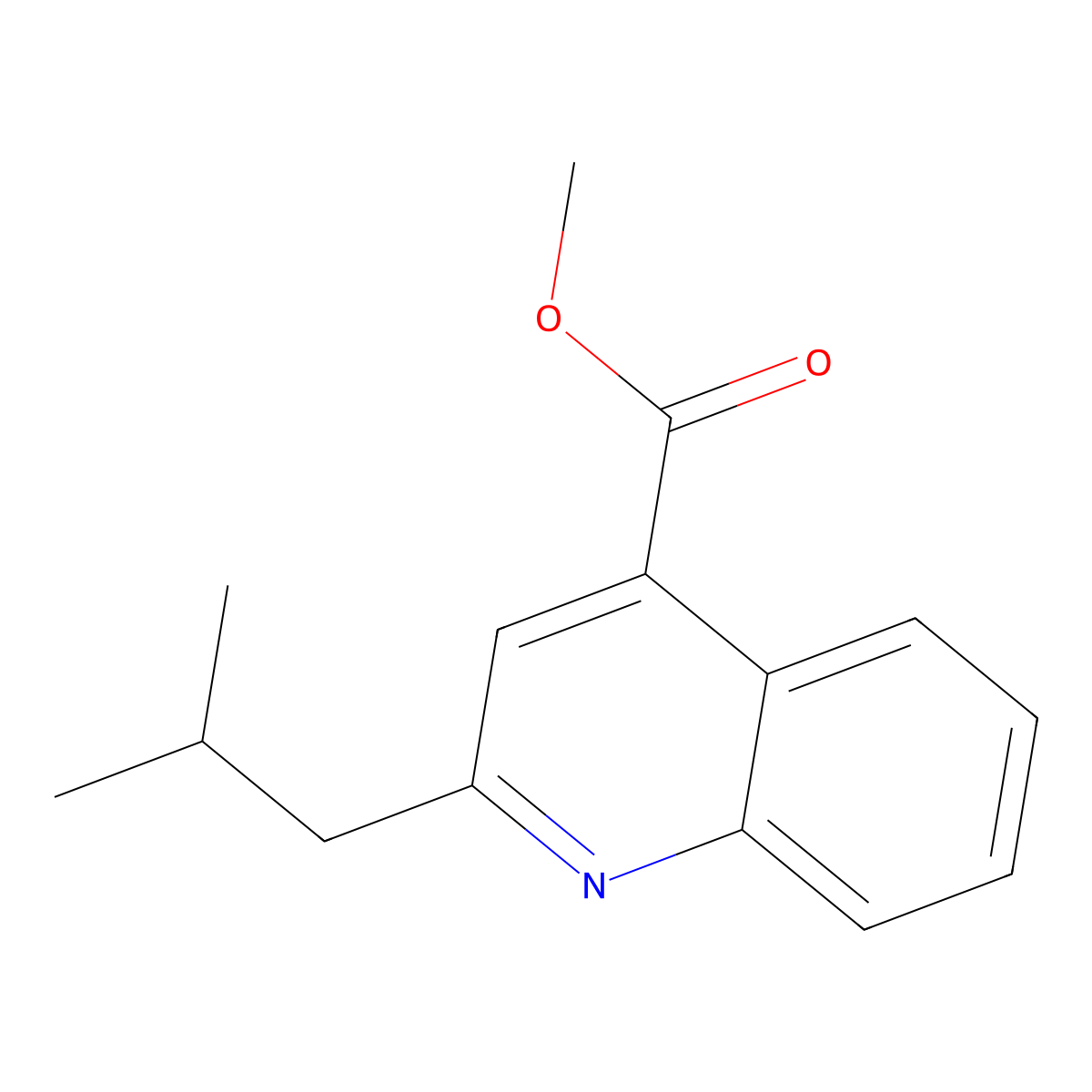 Methyl 2-(2-methylpropyl)quinoline-4-carboxylate molecular structure, CAS 438226-35-8