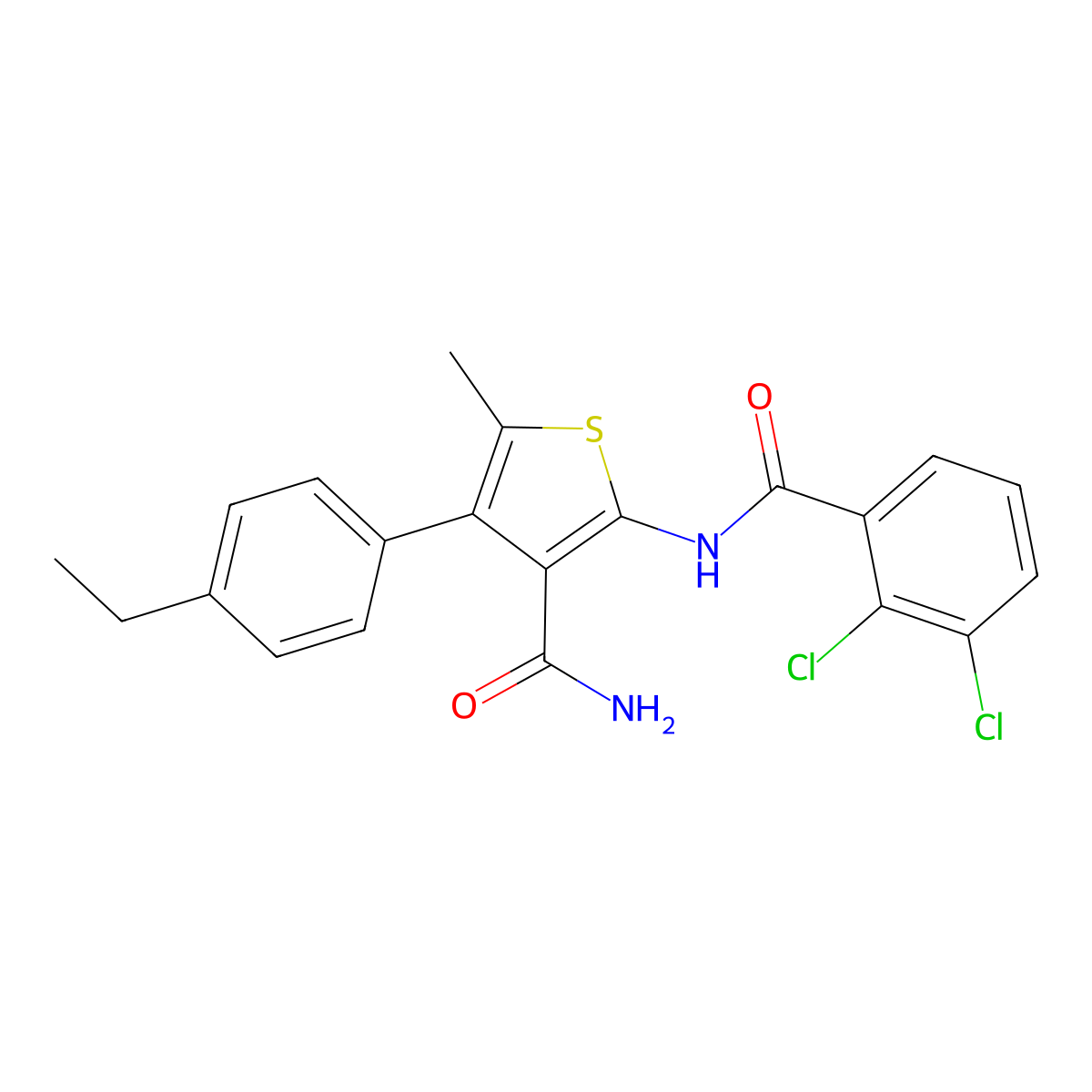 2-[(2,3-Dichlorobenzoyl)amino]-4-(4-ethylphenyl)-5-methylthiophene-3-carboxamide molecular structure, CAS 438226-47-2