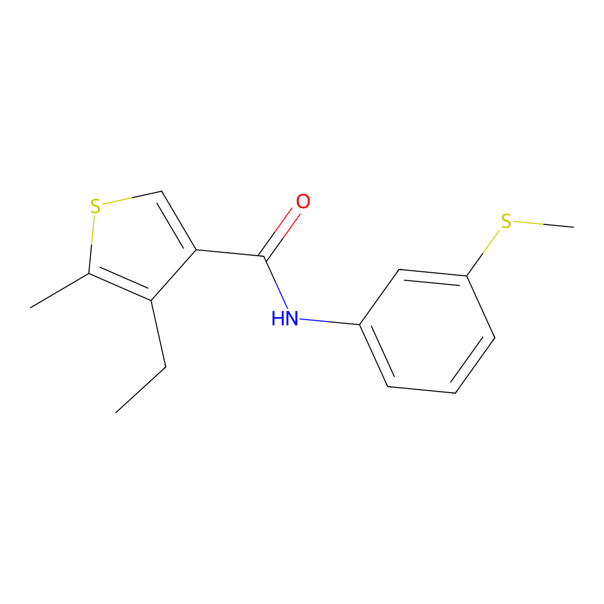 4-ethyl-5-methyl-N-(3-methylsulfanylphenyl)thiophene-3-carboxamide molecular structure, CAS 438226-49-4