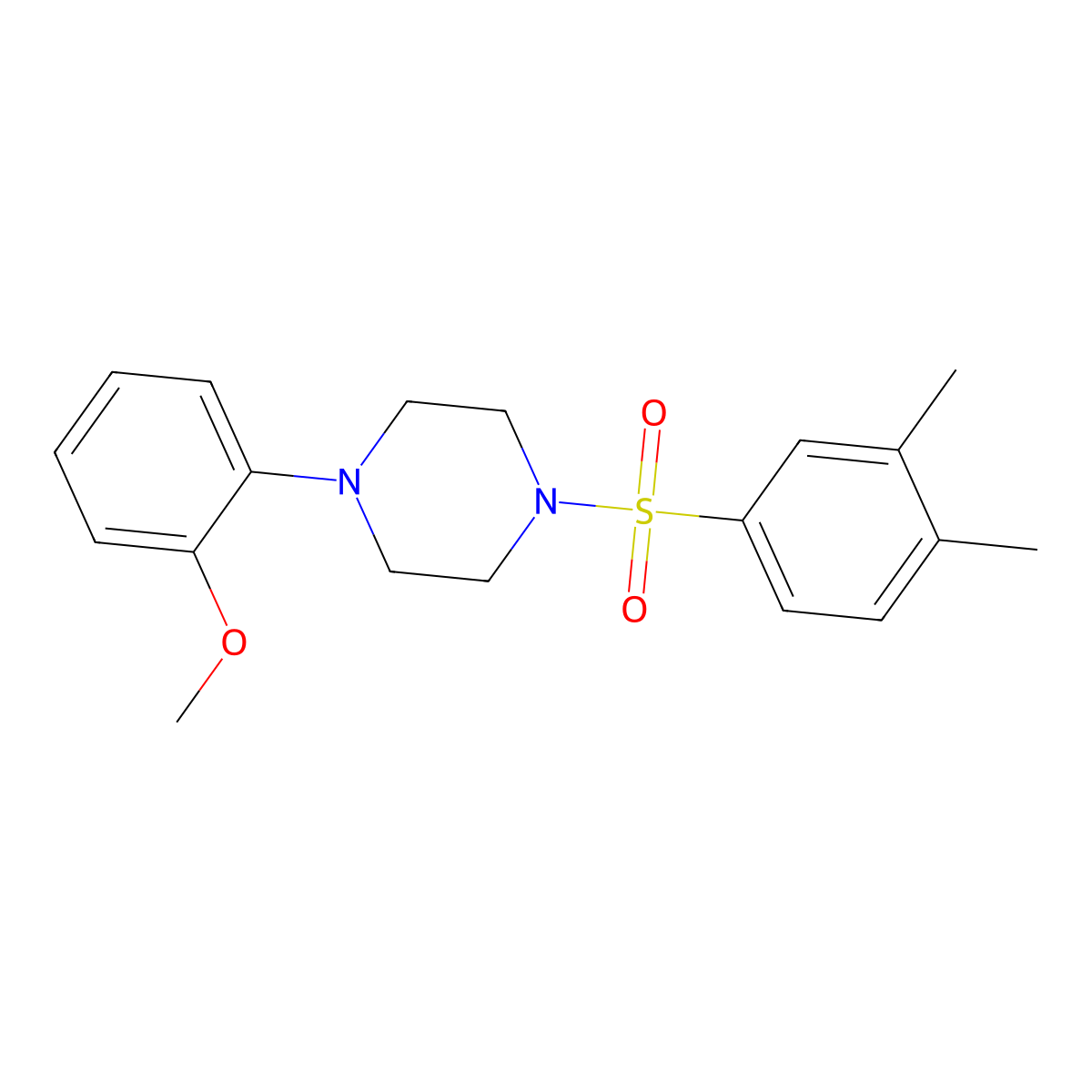 1-(3,4-Dimethylphenyl)sulfonyl-4-(2-methoxyphenyl)piperazine molecular structure, CAS 438226-56-3