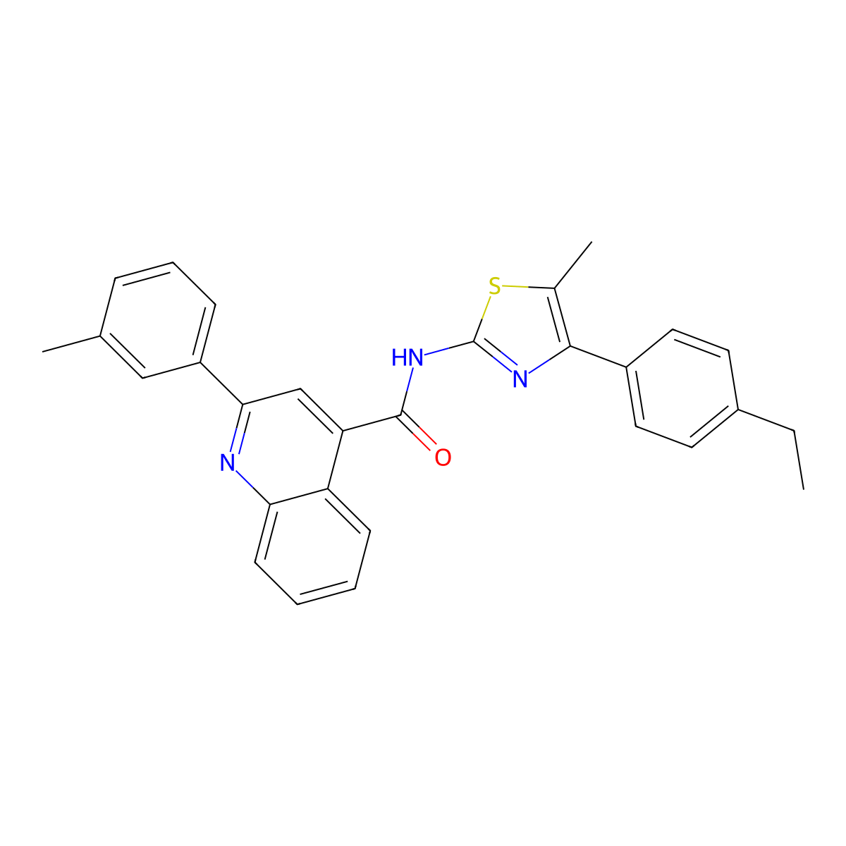 N-[4-(4-ethylphenyl)-5-methyl-1,3-thiazol-2-yl]-2-(3-methylphenyl)quinoline-4-carboxamide molecular structure, CAS 438226-57-4