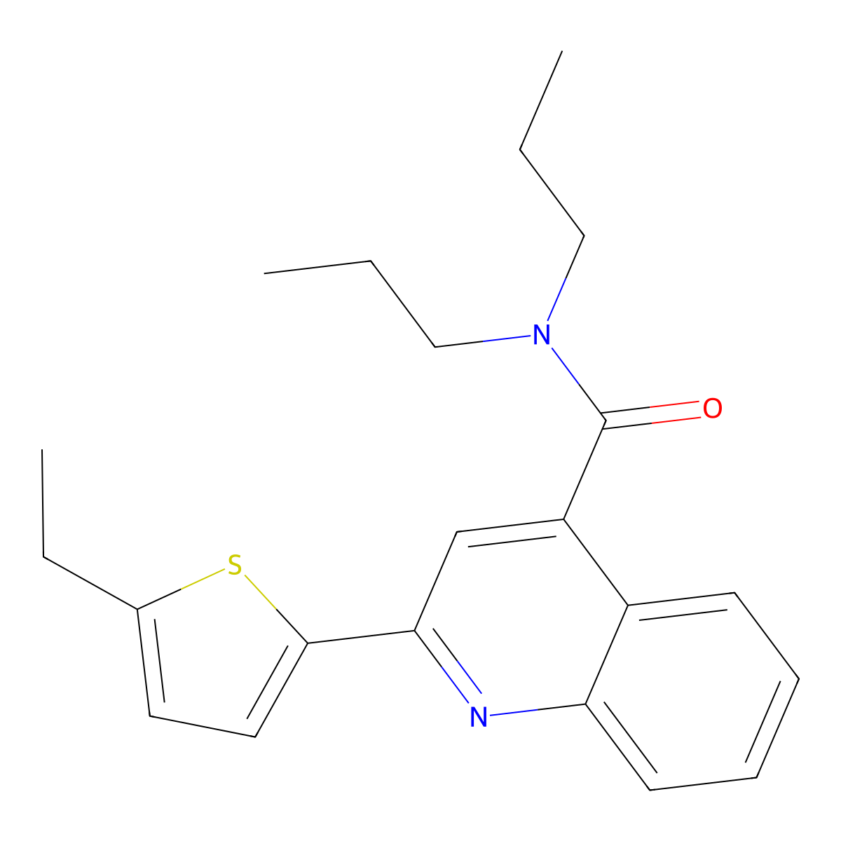 2-(5-ethylthiophen-2-yl)-N,N-dipropylquinoline-4-carboxamide molecular structure, CAS 438226-73-4
