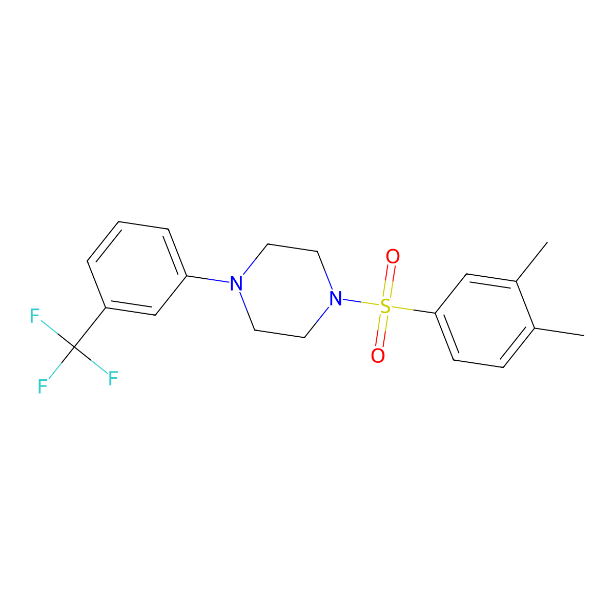 1-[(3,4-Dimethylphenyl)sulfonyl]-4-[3-(trifluoromethyl)phenyl]piperazine molecular structure, CAS 438226-99-4