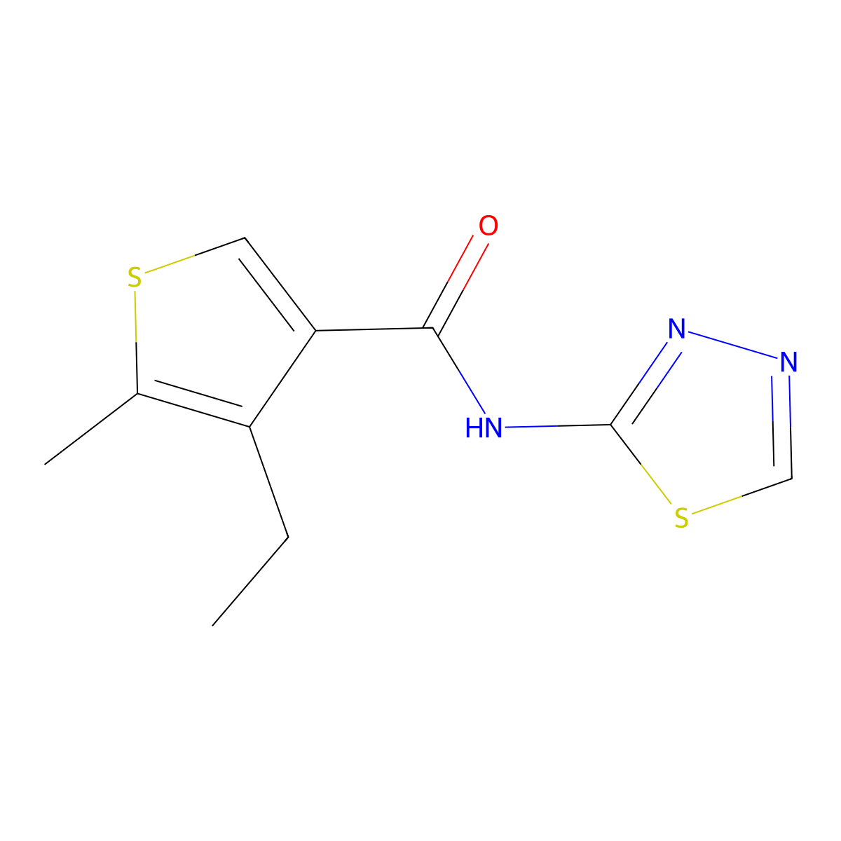 4-ethyl-5-methyl-N-(1,3,4-thiadiazol-2-yl)thiophene-3-carboxamide molecular structure, CAS 438227-04-4