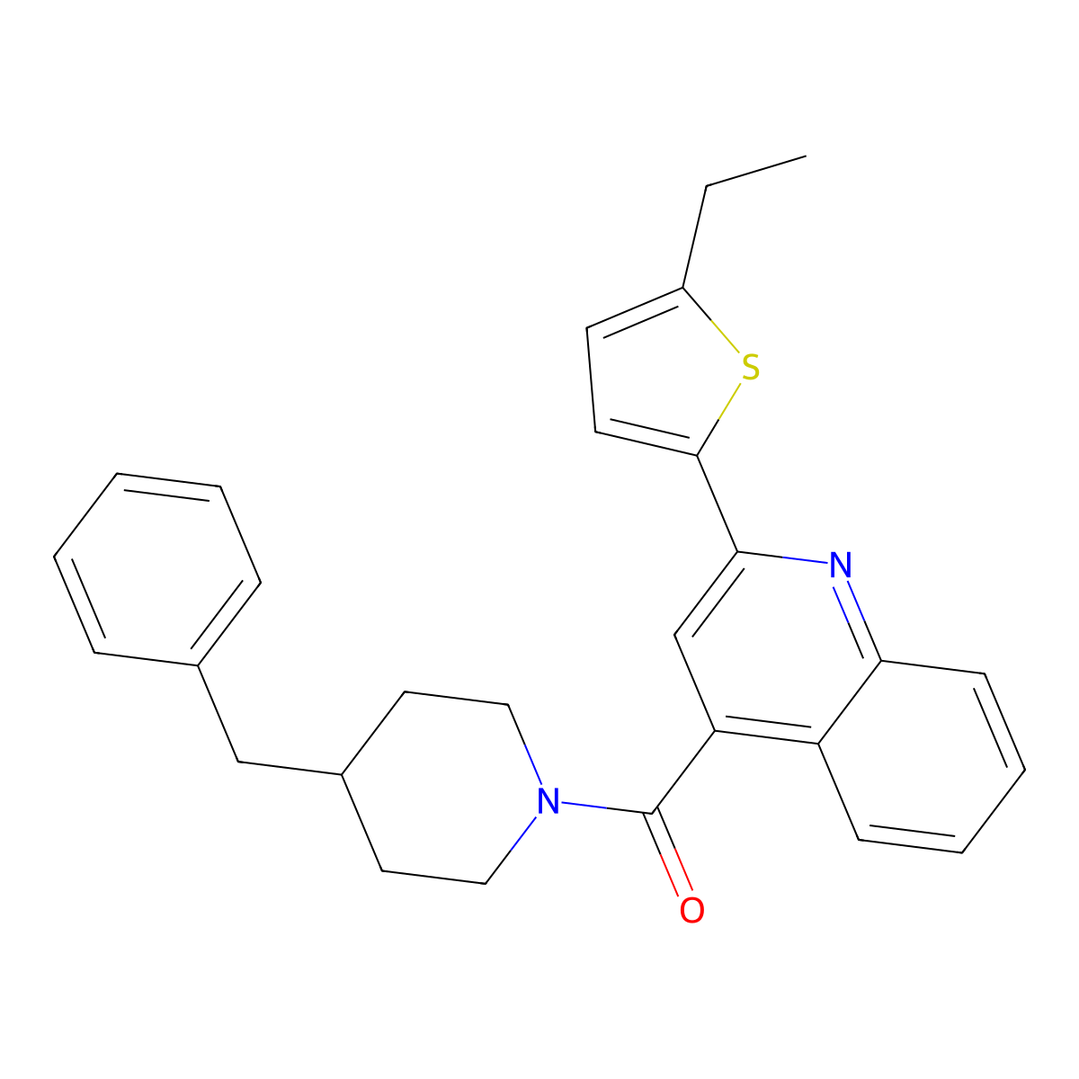 (4-Benzylpiperidin-1-yl)-[2-(5-ethylthiophen-2-yl)quinolin-4-yl]methanone molecular structure, CAS 438227-07-7