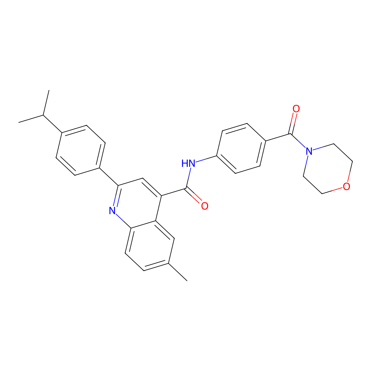 6-methyl-N-[4-(morpholine-4-carbonyl)phenyl]-2-(4-propan-2-ylphenyl)quinoline-4-carboxamide molecular structure, CAS 438227-08-8