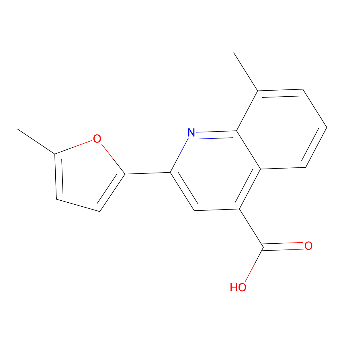 8-Methyl-2-(5-methyl-2-furyl)quinoline-4-carboxylic acid molecular structure, CAS 438227-14-6