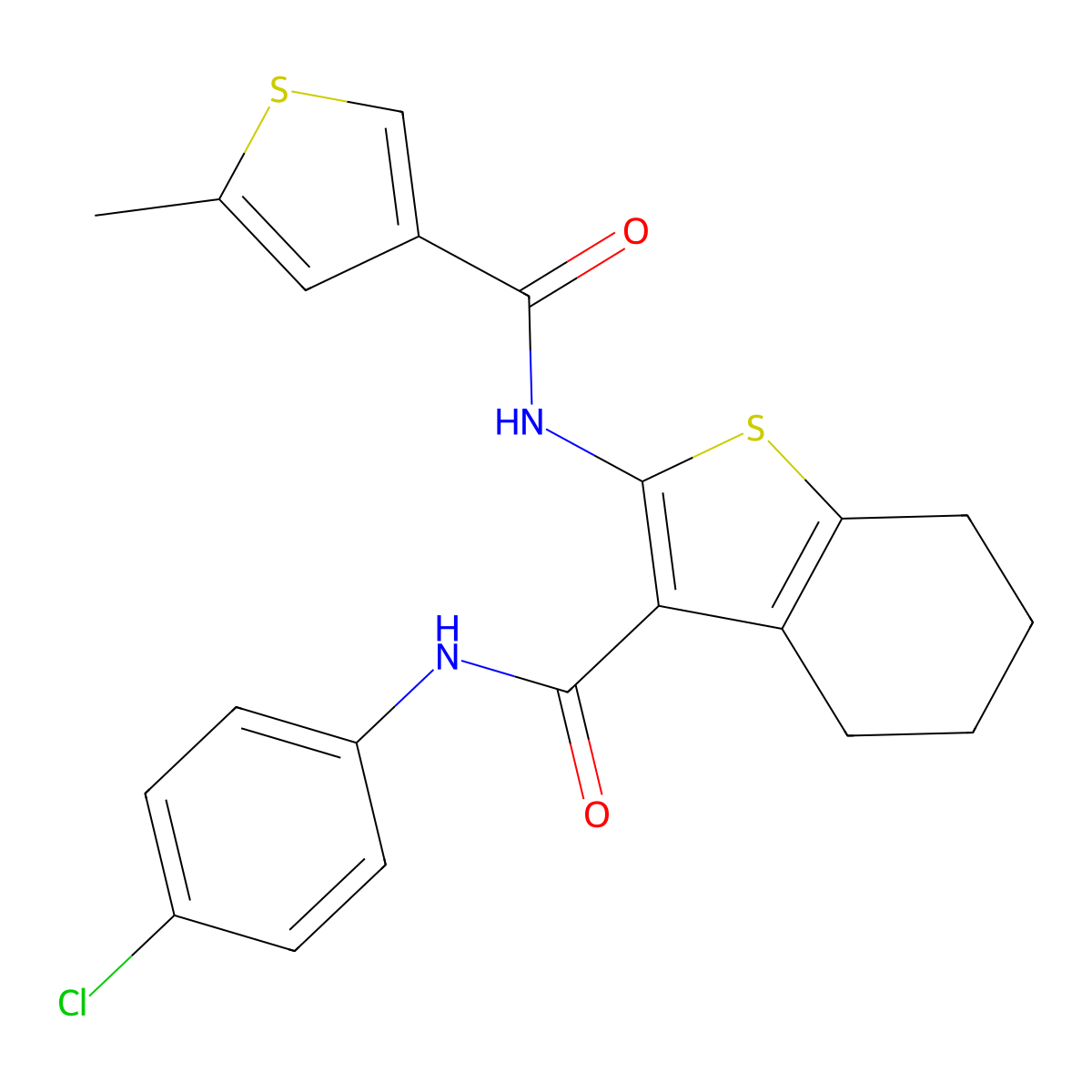 N-(4-chlorophenyl)-2-[(5-methylthiophene-3-carbonyl)amino]-4,5,6,7-tetrahydro-1-benzothiophene-3-carboxamide molecular structure, CAS 438227-34-0