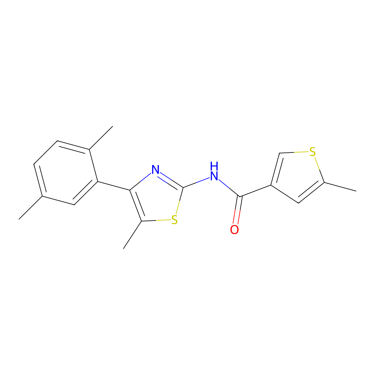 N-[4-(2,5-dimethylphenyl)-5-methyl-1,3-thiazol-2-yl]-5-methylthiophene-3-carboxamide molecular structure, CAS 438227-45-3