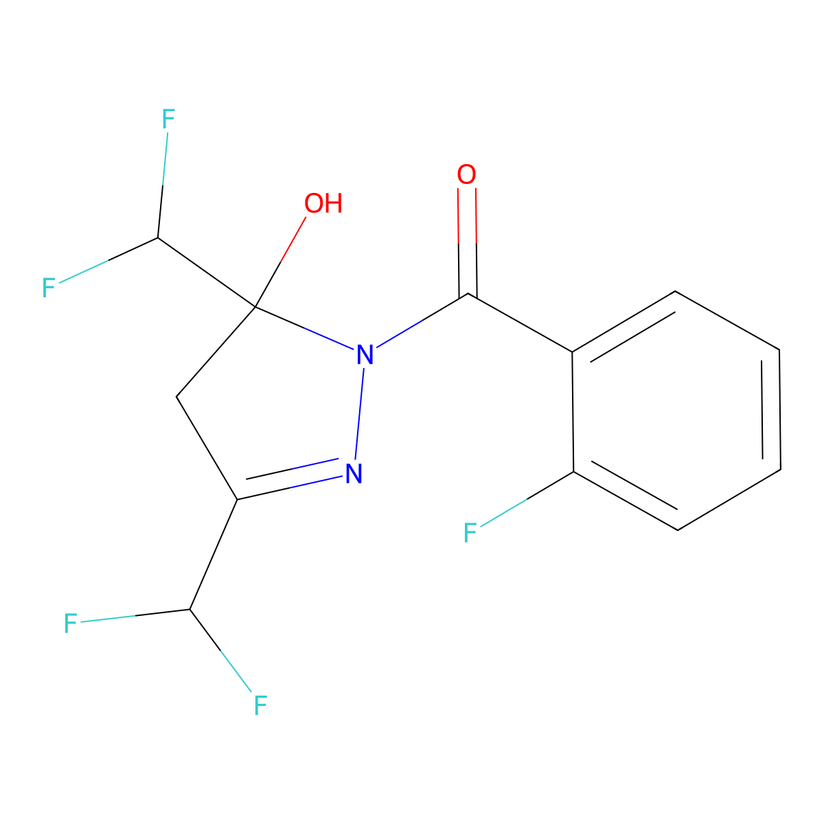 [3,5-bis(difluoromethyl)-5-hydroxy-4H-pyrazol-1-yl]-(2-fluorophenyl)methanone molecular structure, CAS 438227-66-8