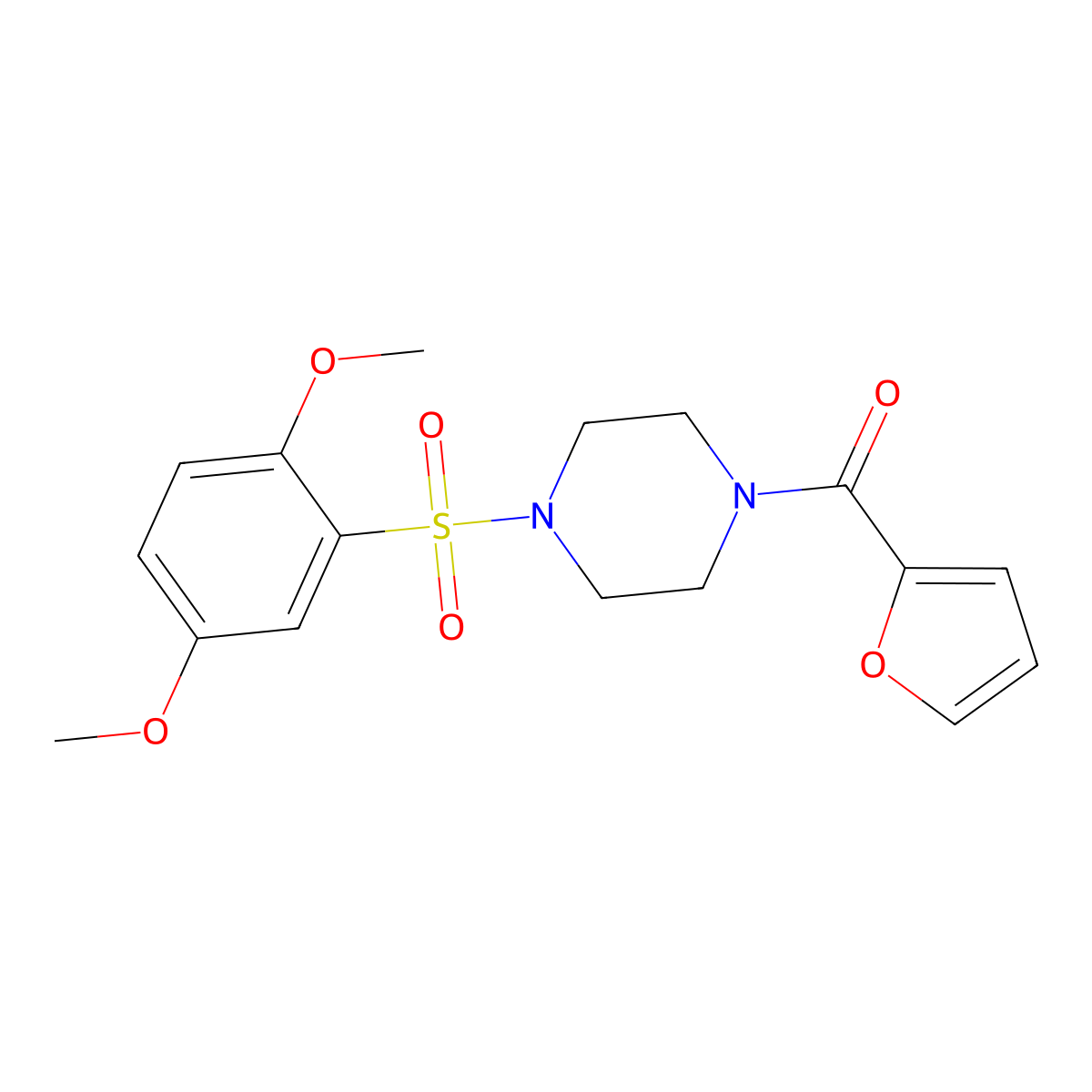 [4-(2,5-Dimethoxy-benzenesulfonyl)-piperazin-1-yl]-furan-2-yl-methanone molecular structure, CAS 438227-71-5