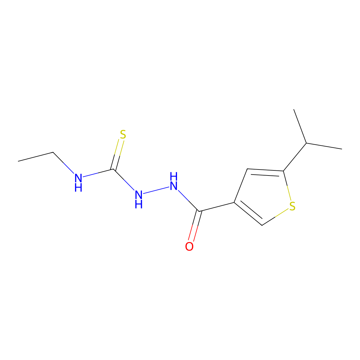 N-ethyl-2-[(5-isopropyl-3-thienyl)carbonyl]hydrazinecarbothioamide molecular structure, CAS 438227-75-9