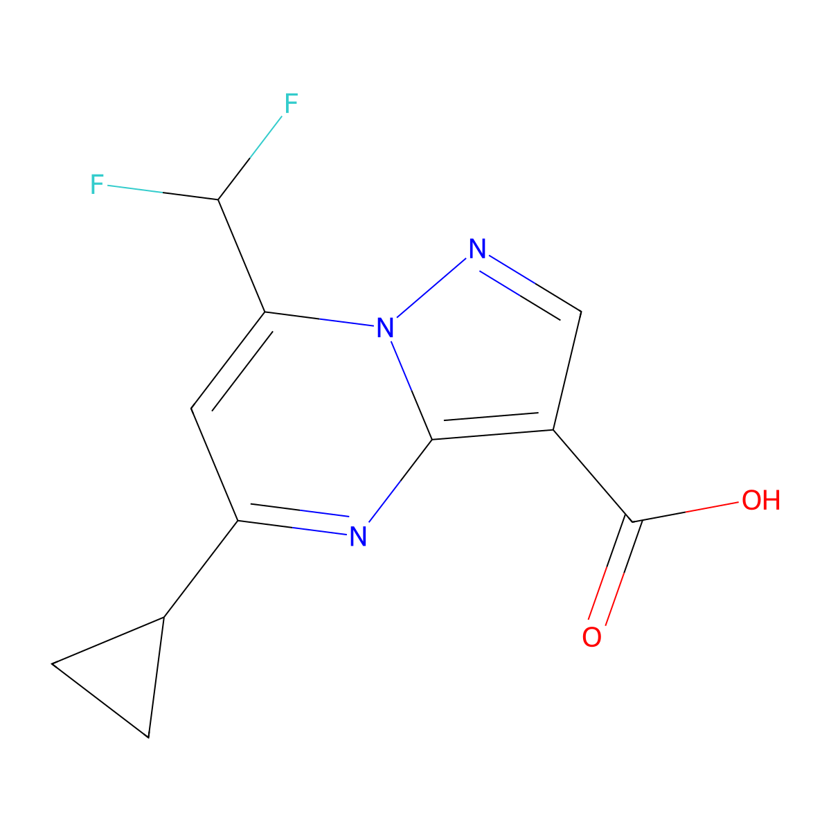5-Cyclopropyl-7-(difluoromethyl)pyrazolo[1,5-a]pyrimidine-3-carboxylic acid molecular structure, CAS 438227-80-6