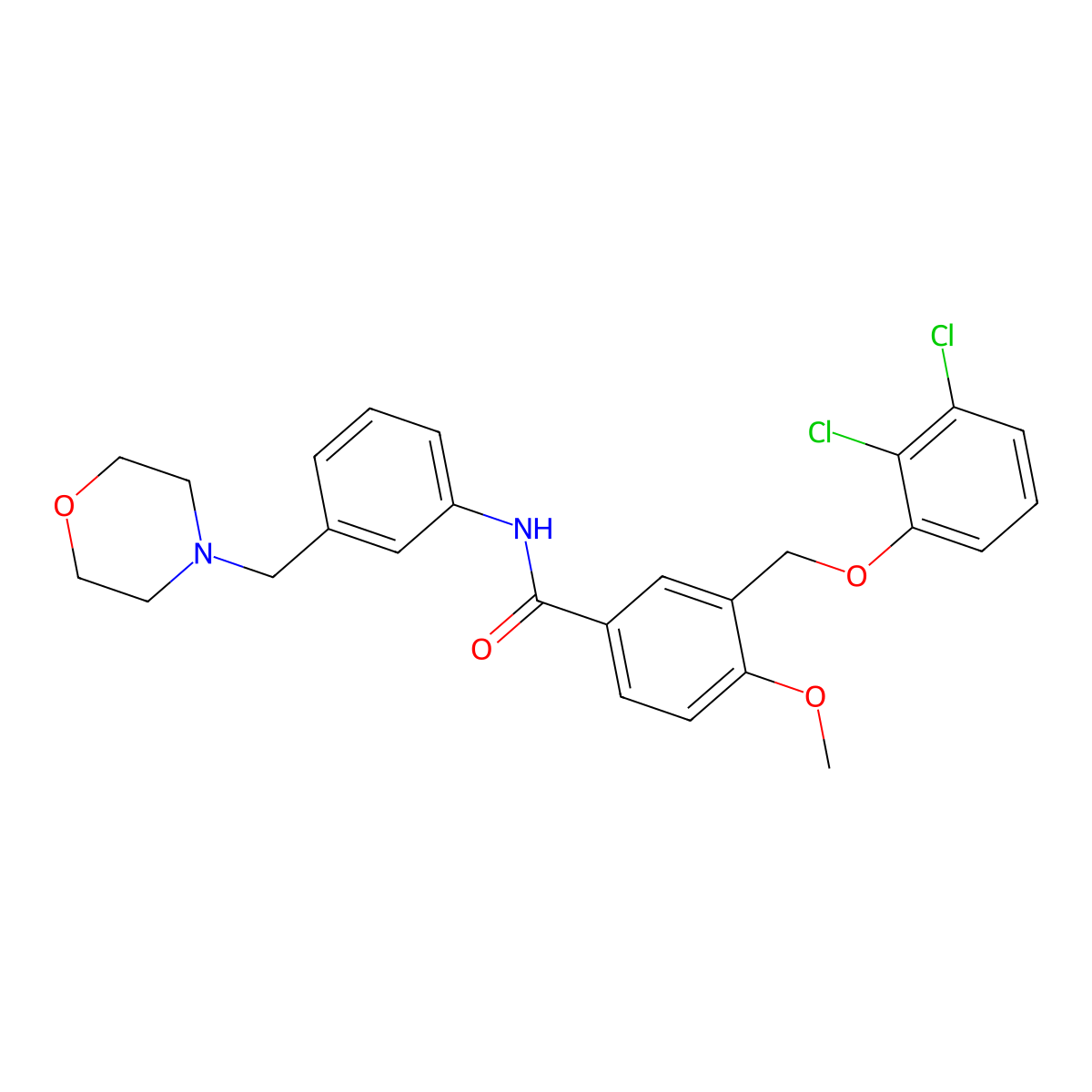 3-[(2,3-dichlorophenoxy)methyl]-4-methoxy-N-[3-(morpholin-4-ylmethyl)phenyl]benzamide molecular structure, CAS 438227-89-5
